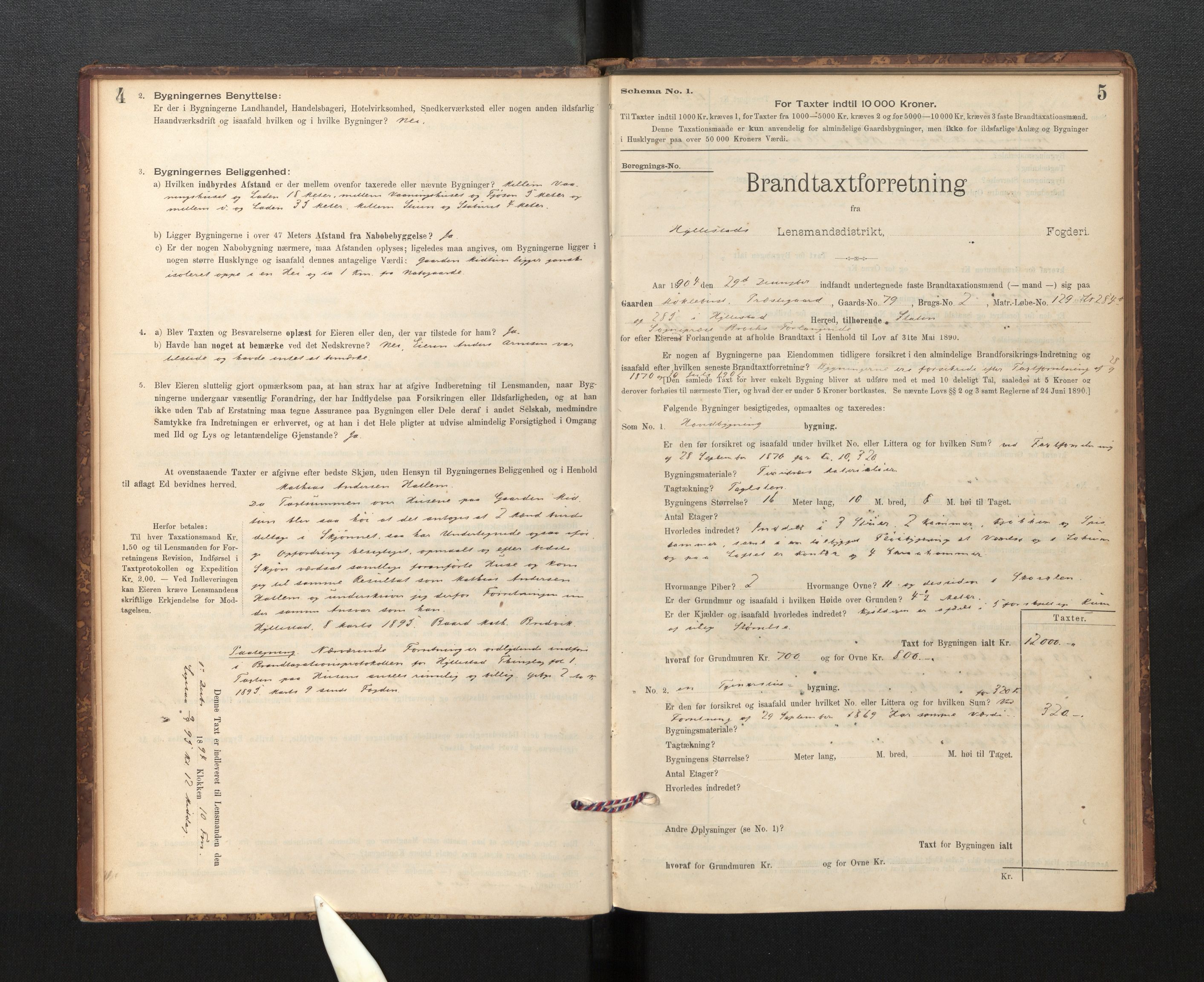 Lensmannen i Hyllestad, SAB/A-28301/0012/L0004: Branntakstprotokoll, skjematakst, 1894-1950, s. 4-5
