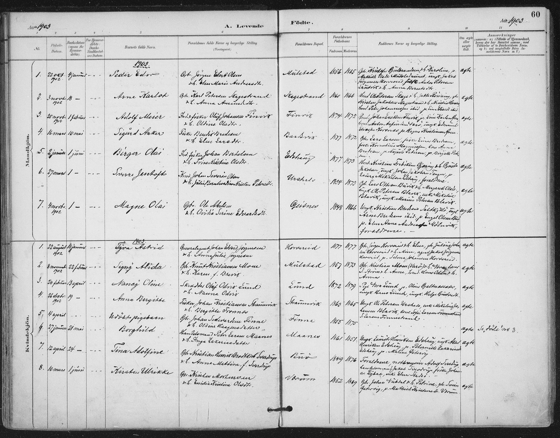 Ministerialprotokoller, klokkerbøker og fødselsregistre - Nord-Trøndelag, SAT/A-1458/780/L0644: Ministerialbok nr. 780A08, 1886-1903, s. 60