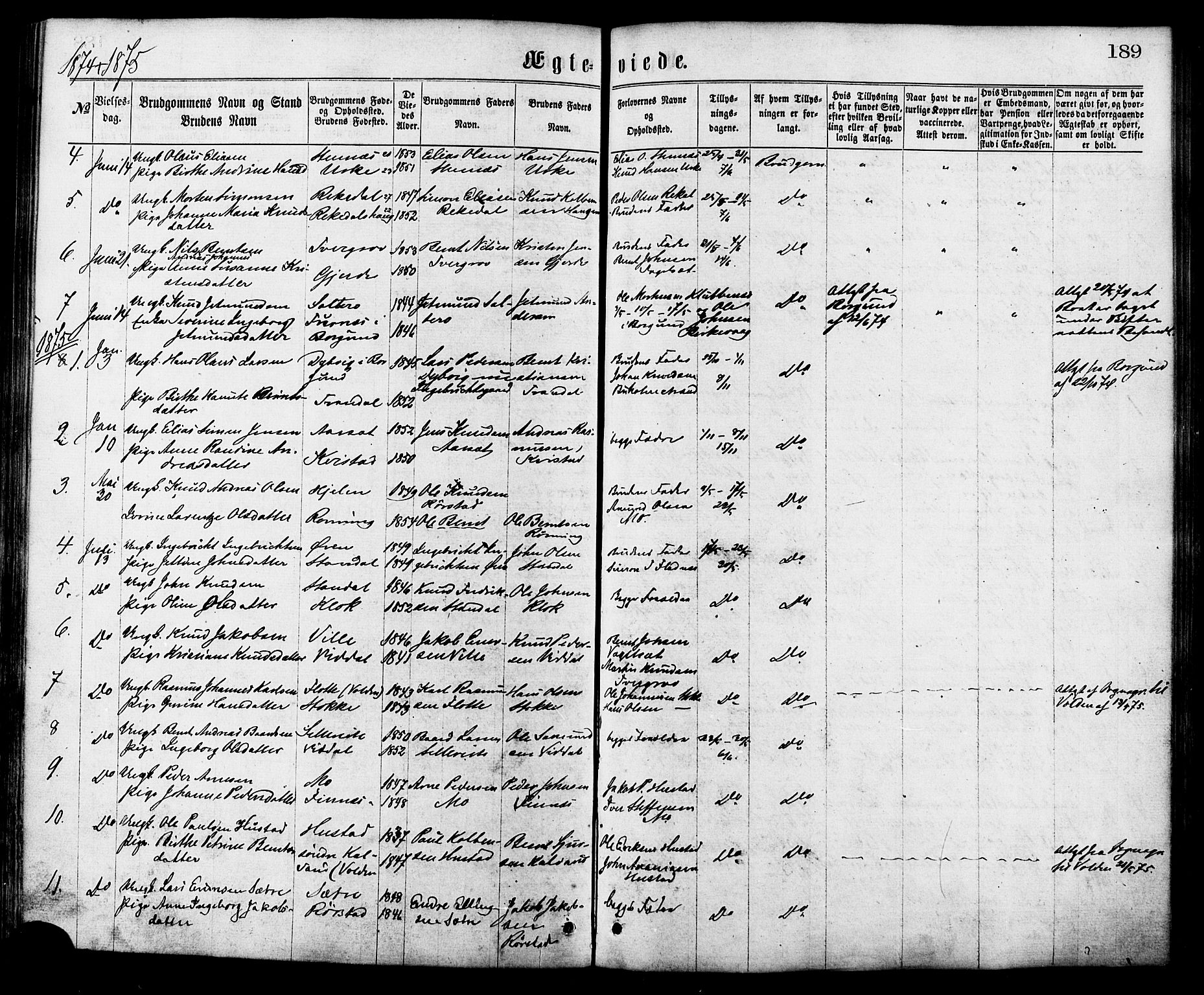 Ministerialprotokoller, klokkerbøker og fødselsregistre - Møre og Romsdal, AV/SAT-A-1454/515/L0210: Ministerialbok nr. 515A06, 1868-1885, s. 189