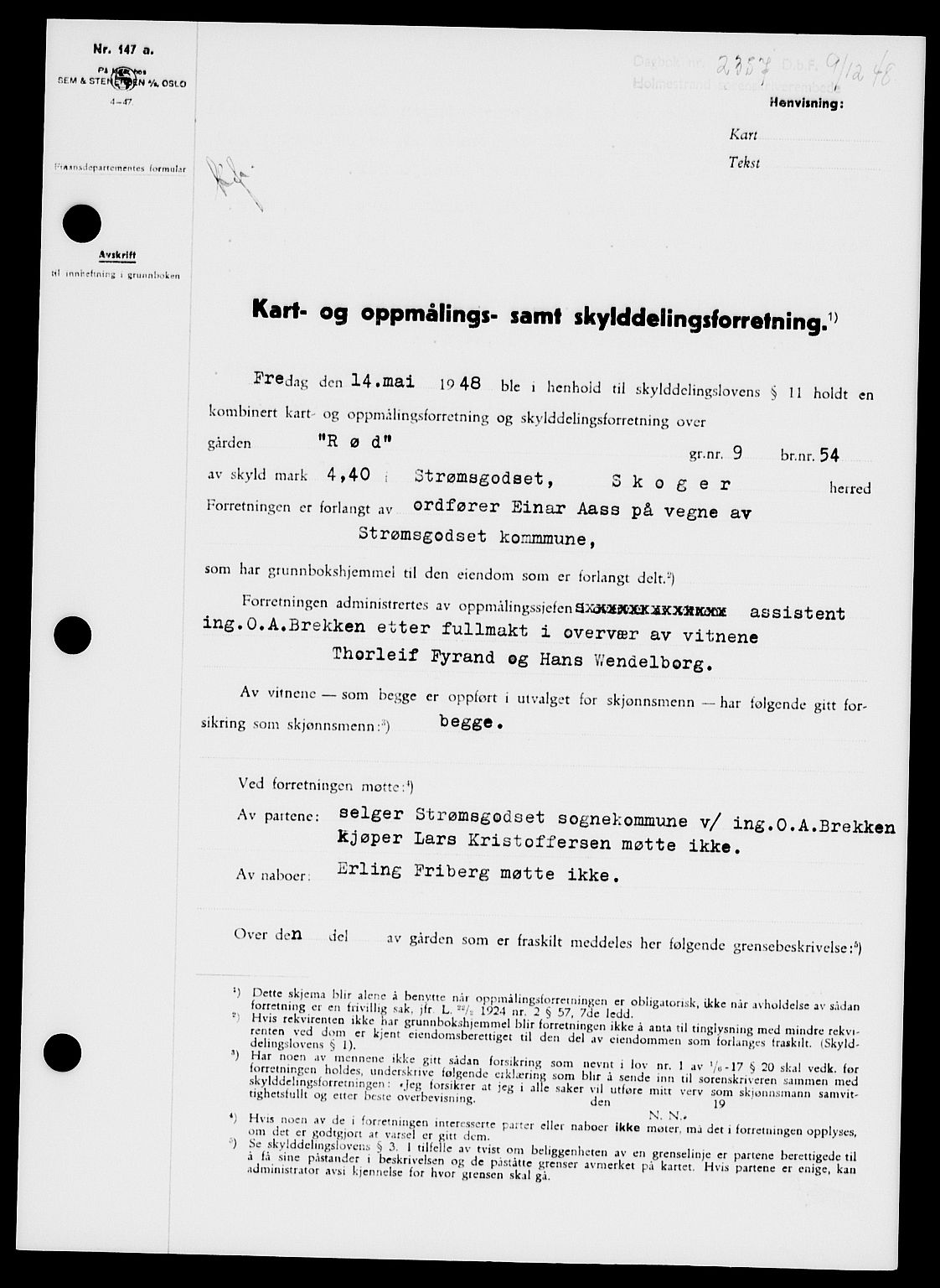 Holmestrand sorenskriveri, SAKO/A-67/G/Ga/Gaa/L0065: Pantebok nr. A-65, 1948-1949, Dagboknr: 2357/1948