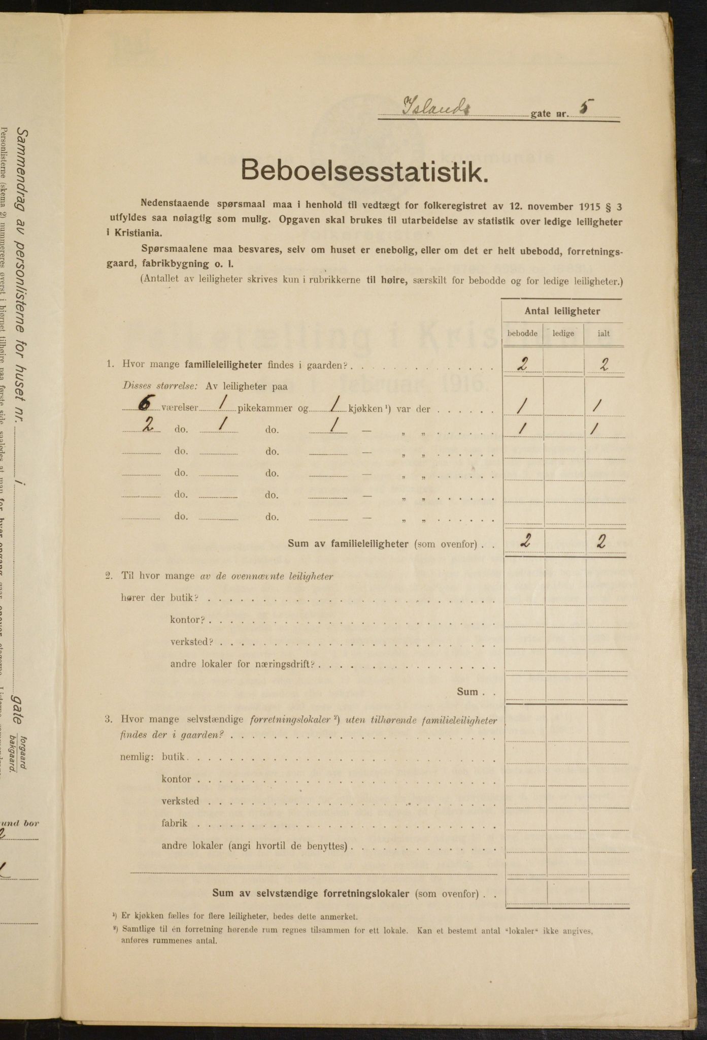 OBA, Kommunal folketelling 1.2.1916 for Kristiania, 1916, s. 45453