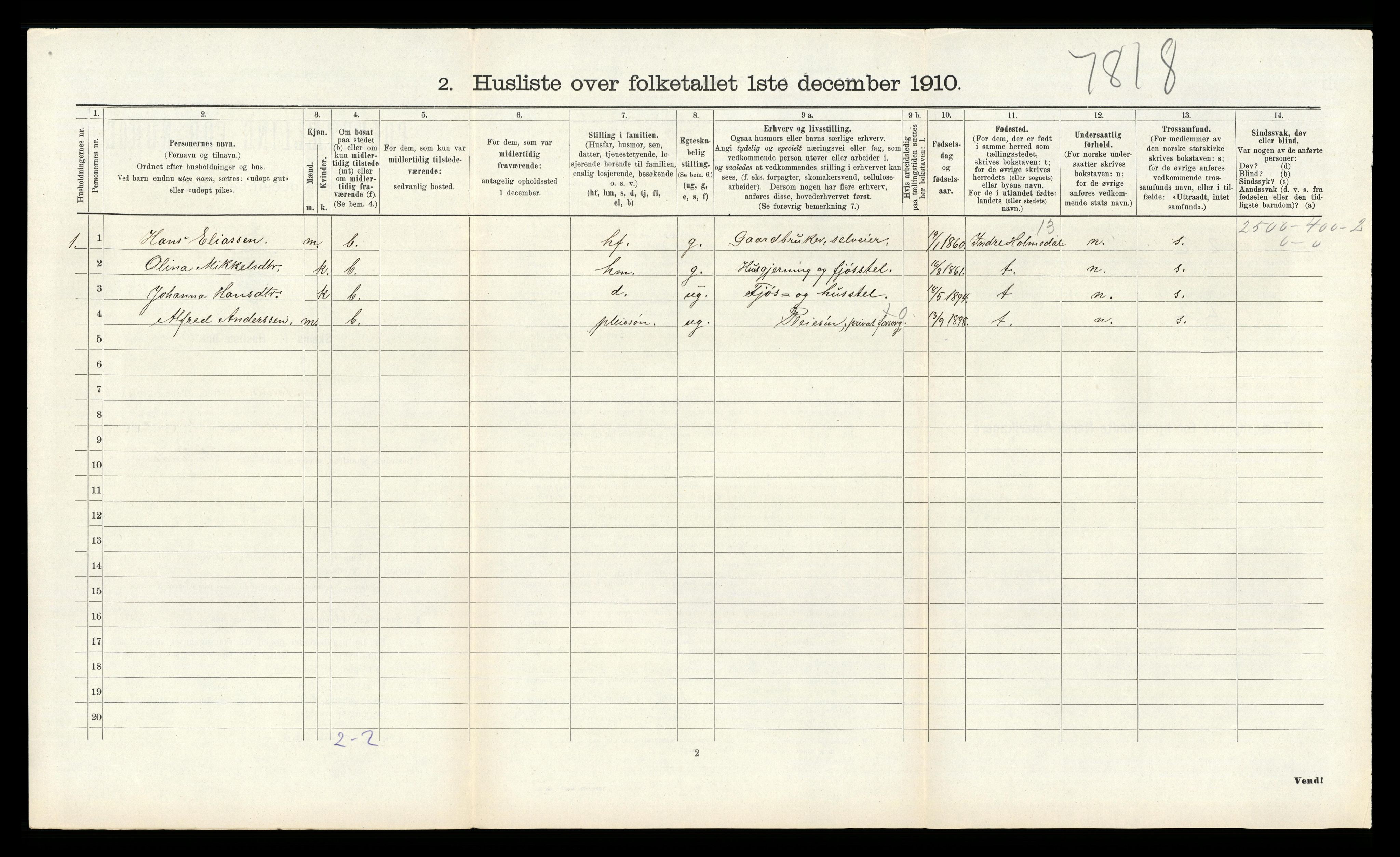 RA, Folketelling 1910 for 1255 Åsane herred, 1910, s. 272