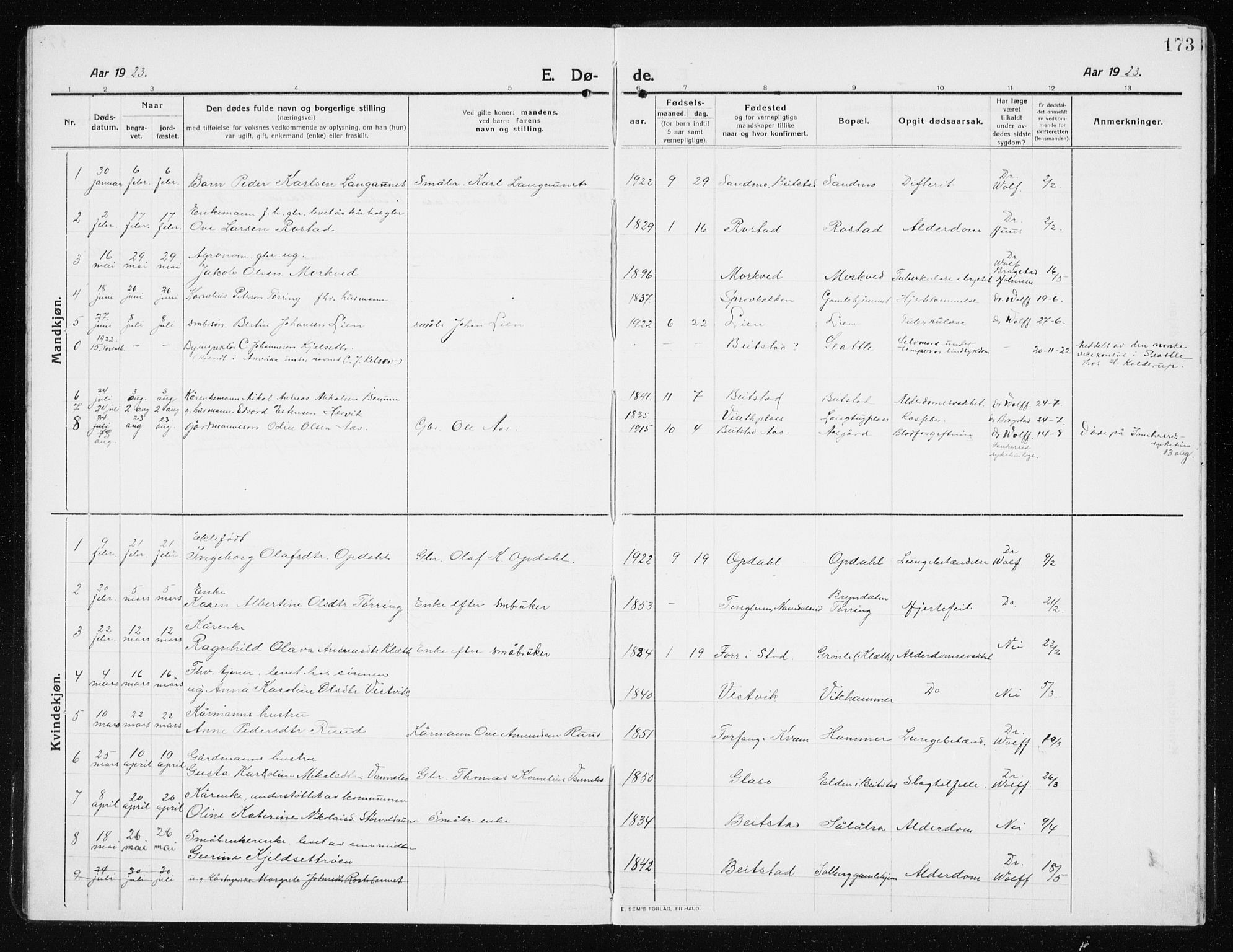 Ministerialprotokoller, klokkerbøker og fødselsregistre - Nord-Trøndelag, AV/SAT-A-1458/741/L0402: Klokkerbok nr. 741C03, 1911-1926, s. 173