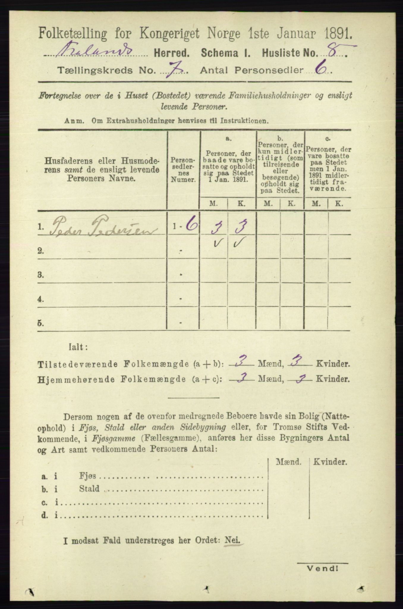 RA, Folketelling 1891 for 0919 Froland herred, 1891, s. 2632