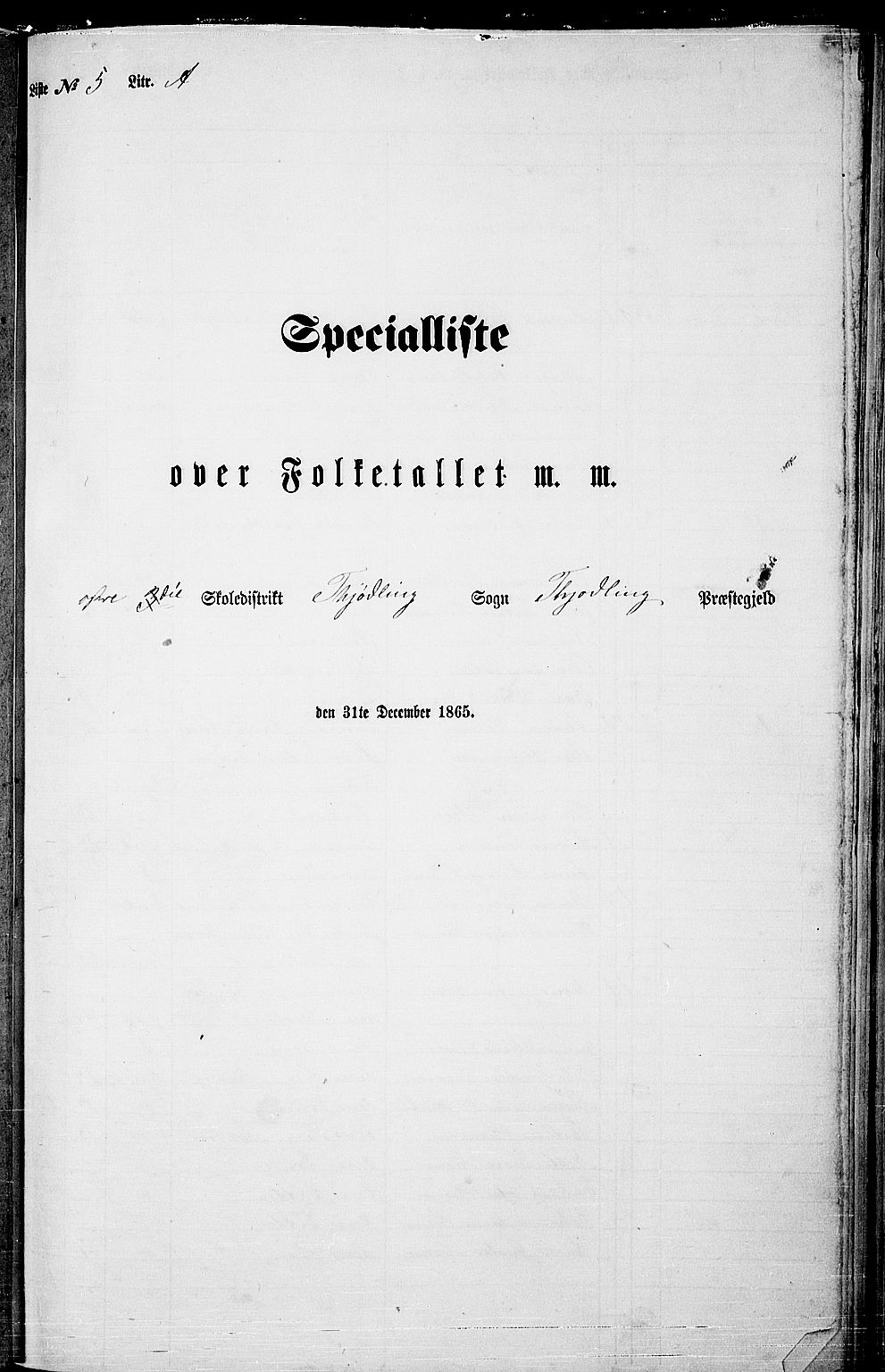 RA, Folketelling 1865 for 0725P Tjølling prestegjeld, 1865, s. 101