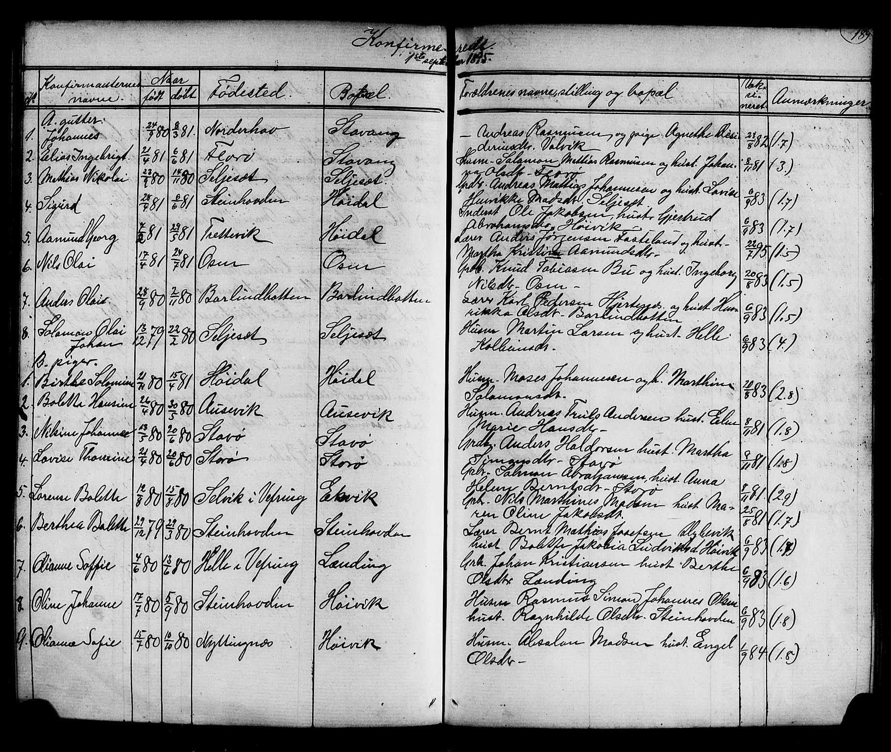 Kinn sokneprestembete, AV/SAB-A-80801/H/Hab/Habc/L0002: Klokkerbok nr. C 2, 1869-1918, s. 189