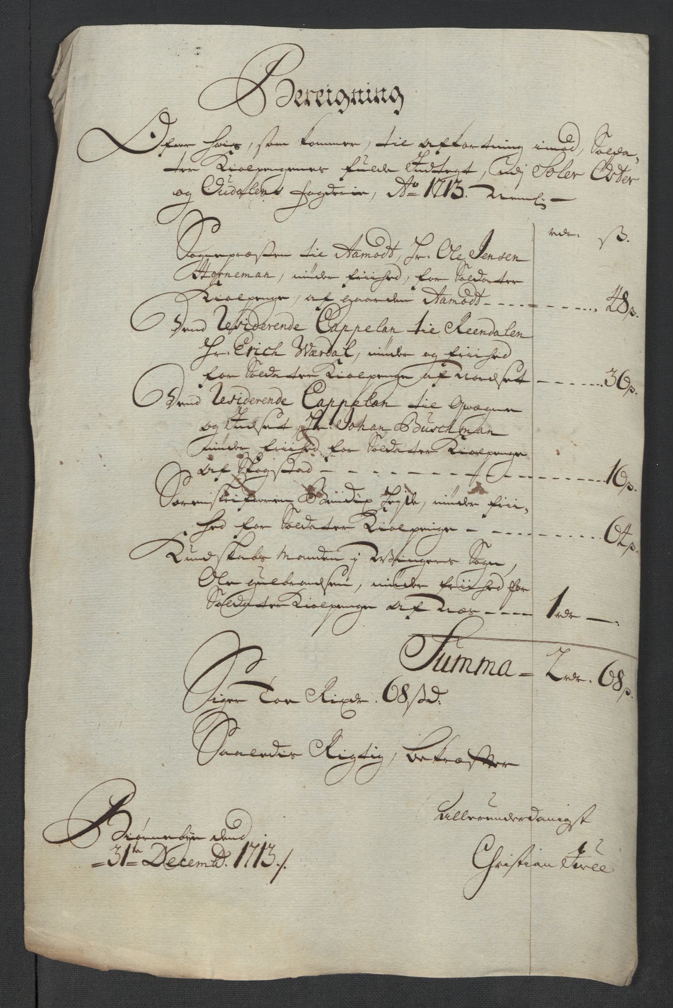 Rentekammeret inntil 1814, Reviderte regnskaper, Fogderegnskap, RA/EA-4092/R13/L0850: Fogderegnskap Solør, Odal og Østerdal, 1713, s. 415