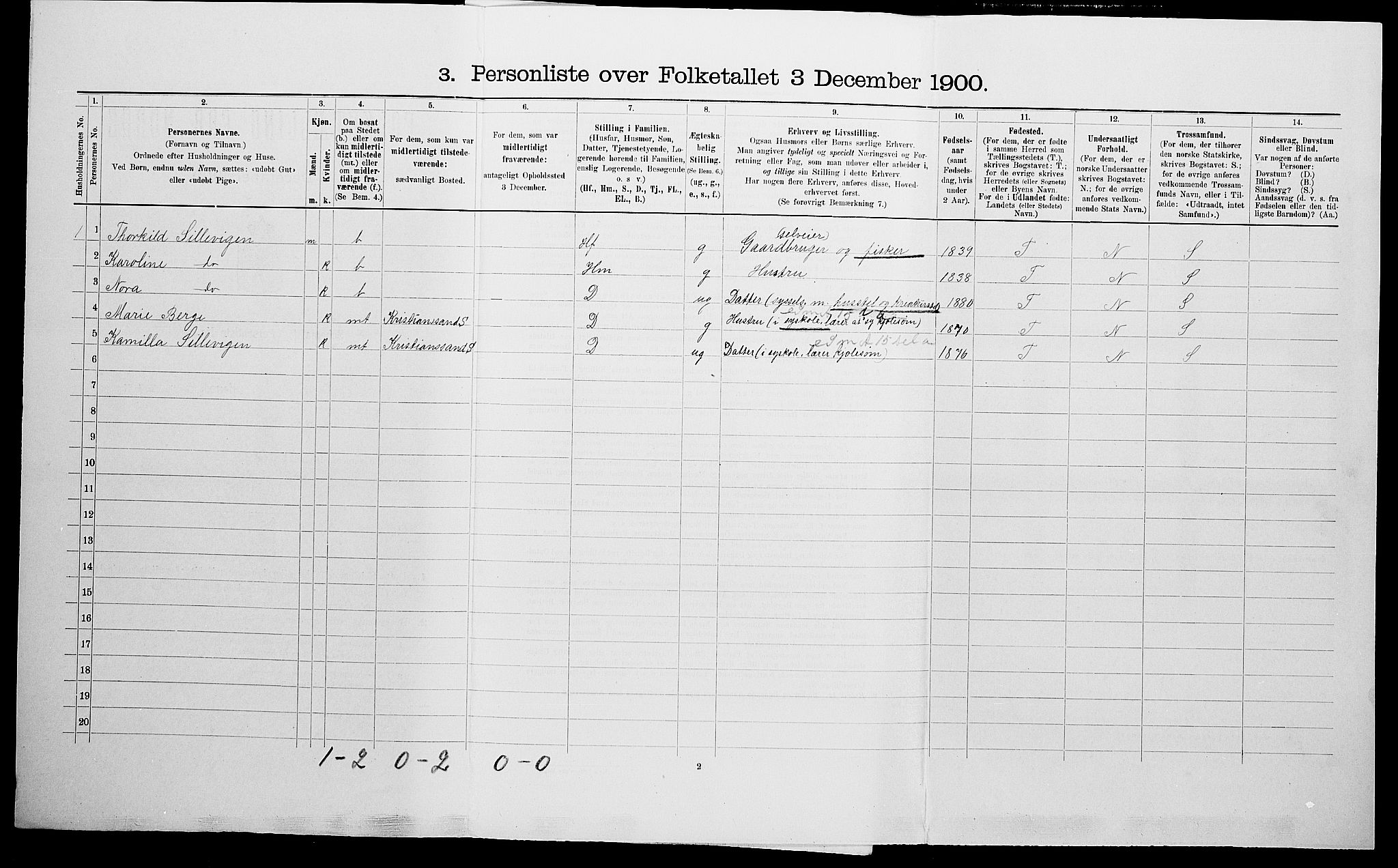 SAK, Folketelling 1900 for 1011 Randesund herred, 1900, s. 233