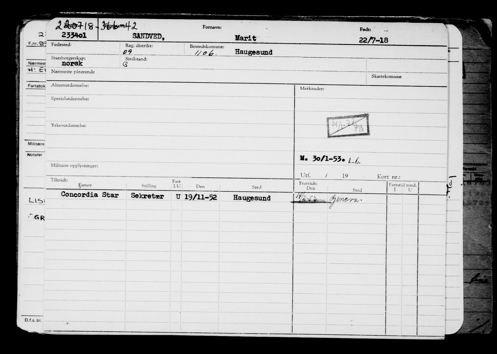 Direktoratet for sjømenn, AV/RA-S-3545/G/Gb/L0160: Hovedkort, 1918, s. 458