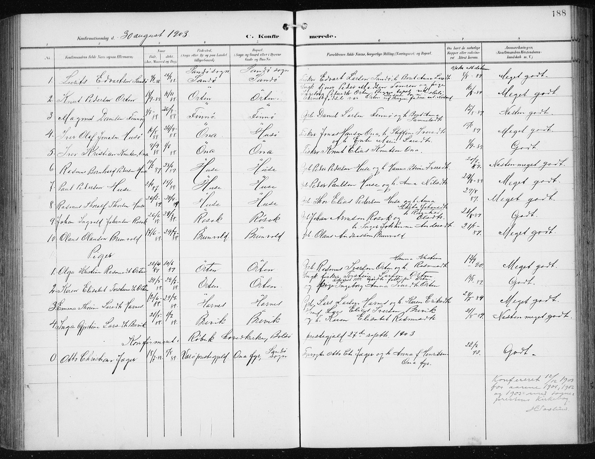 Ministerialprotokoller, klokkerbøker og fødselsregistre - Møre og Romsdal, AV/SAT-A-1454/561/L0733: Klokkerbok nr. 561C03, 1900-1940, s. 188