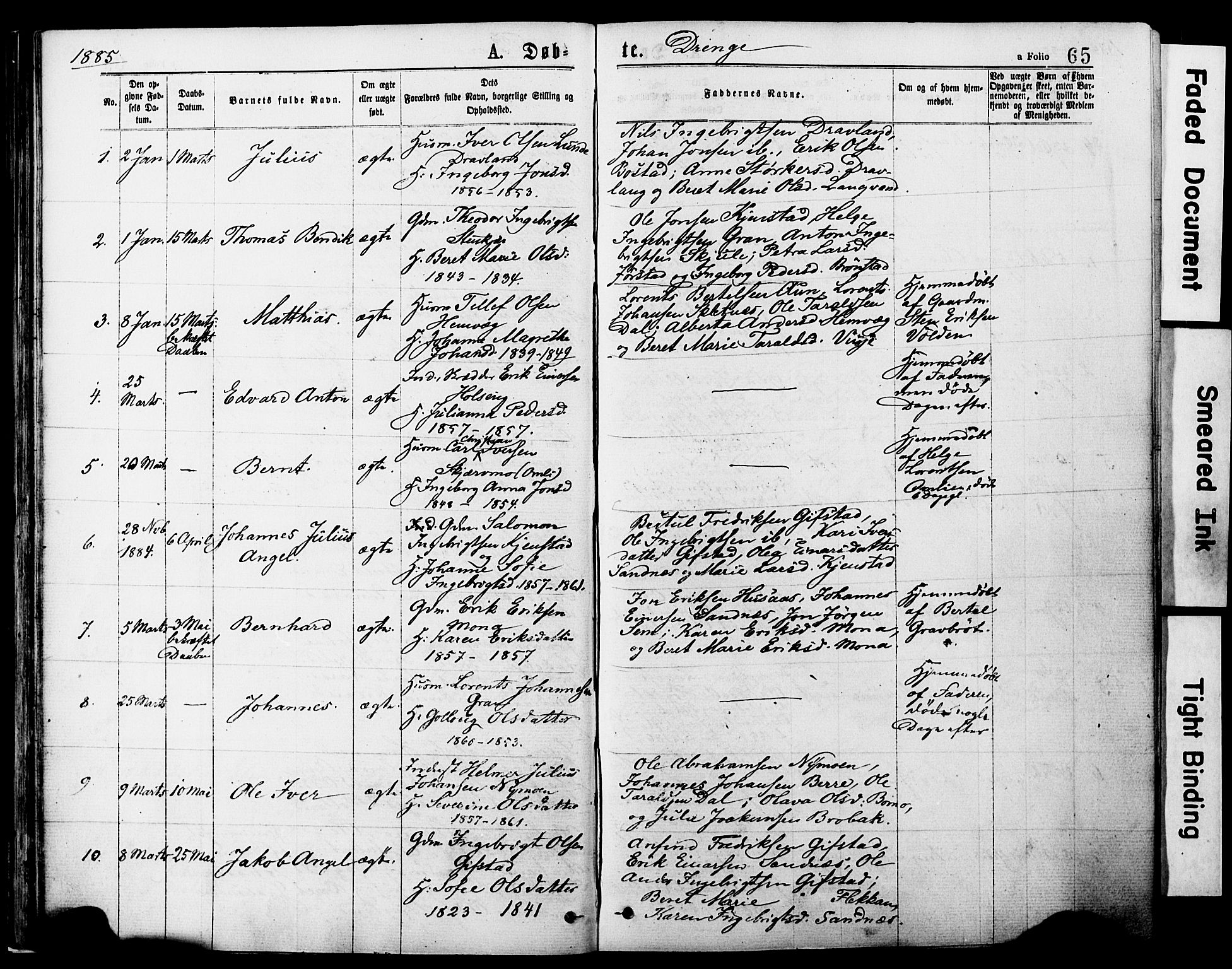 Ministerialprotokoller, klokkerbøker og fødselsregistre - Nord-Trøndelag, SAT/A-1458/749/L0473: Ministerialbok nr. 749A07, 1873-1887, s. 65