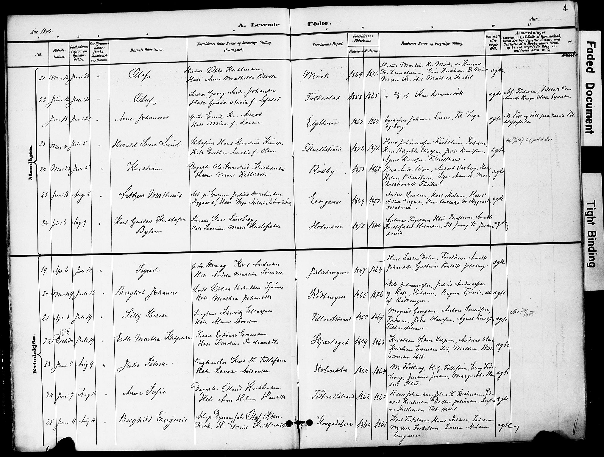 Hurum kirkebøker, AV/SAKO-A-229/F/Fa/L0015: Ministerialbok nr. 15, 1896-1908, s. 4