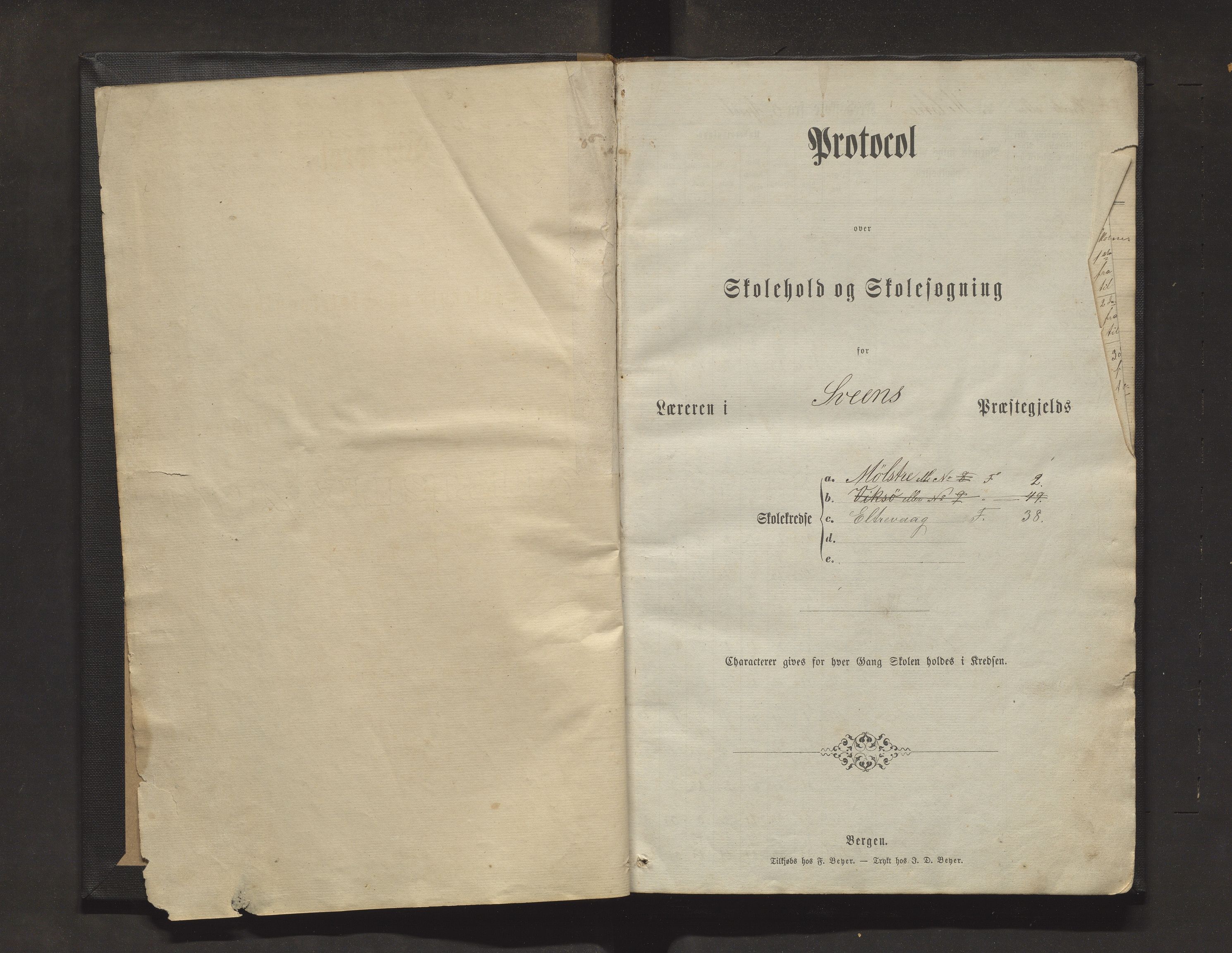 Sveio kommune. Barneskulane, IKAH/1216-231/F/Fa/L0011: Skuleprotokoll for Mølstre, Vikse og Eltrevåg krinsskular, 1871-1882, s. 1