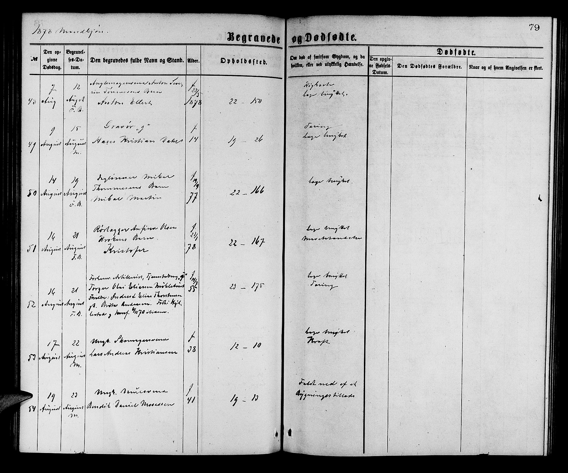 Korskirken sokneprestembete, AV/SAB-A-76101/H/Hab: Klokkerbok nr. E 3, 1871-1883, s. 79