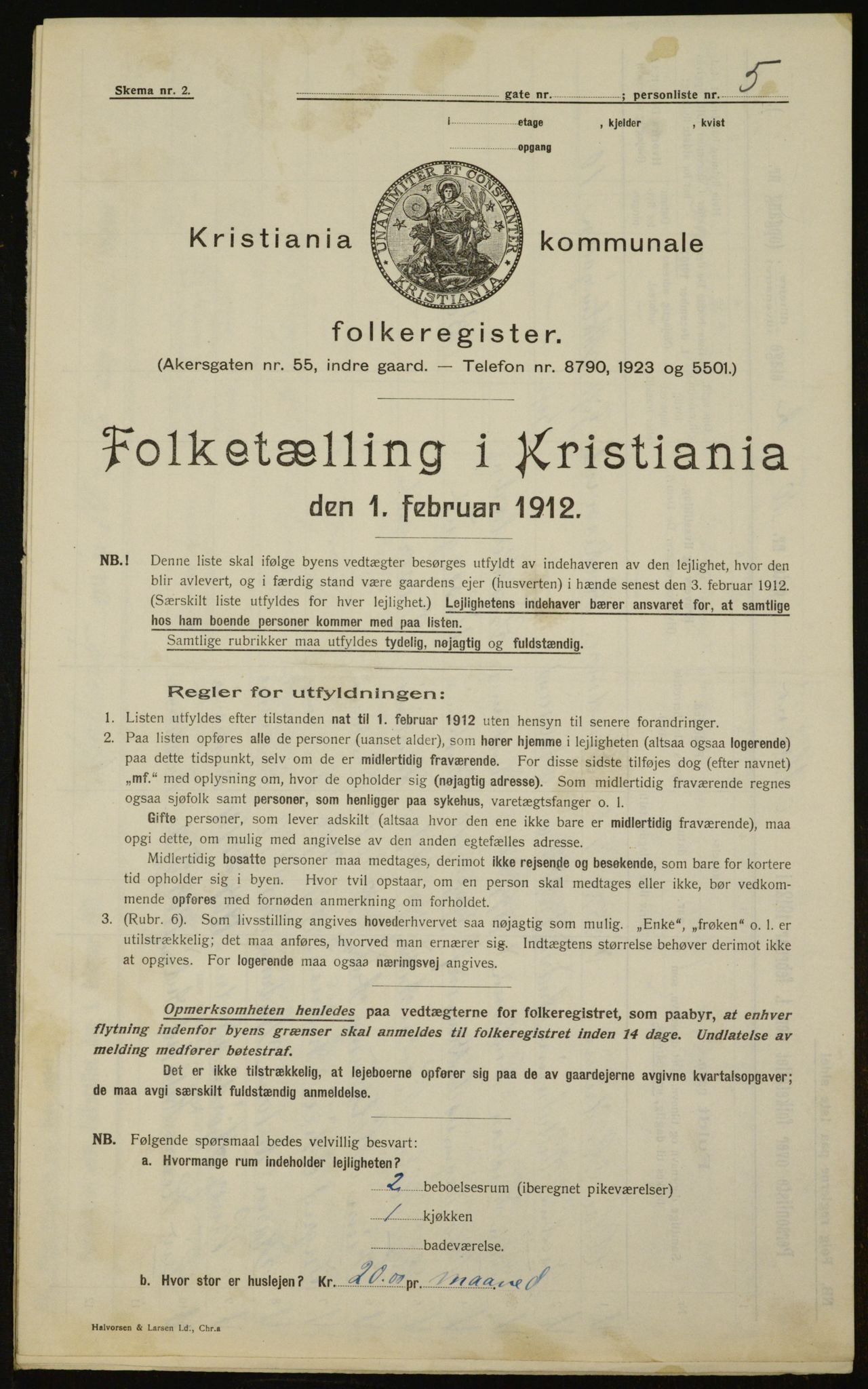 OBA, Kommunal folketelling 1.2.1912 for Kristiania, 1912, s. 60476