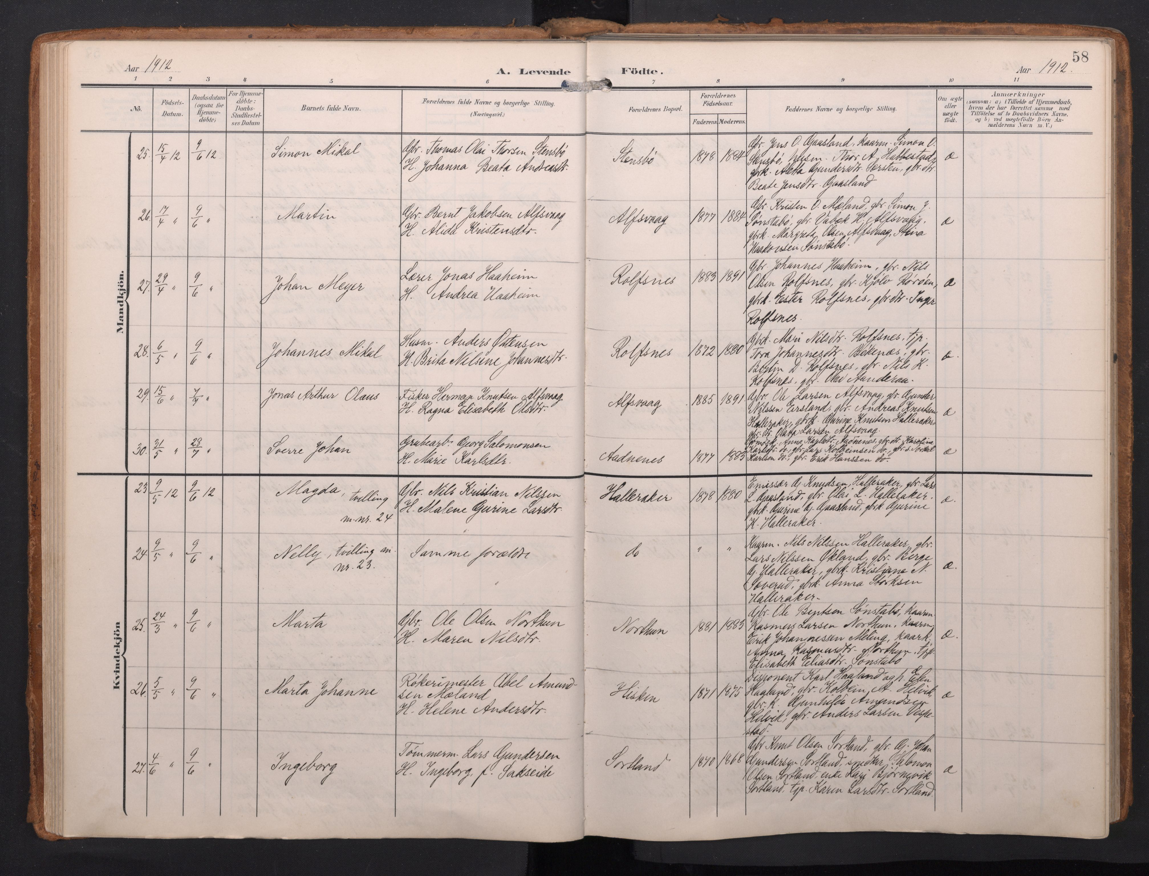 Finnås sokneprestembete, AV/SAB-A-99925/H/Ha/Haa/Haac/L0003: Ministerialbok nr. C 3, 1905-1917, s. 58