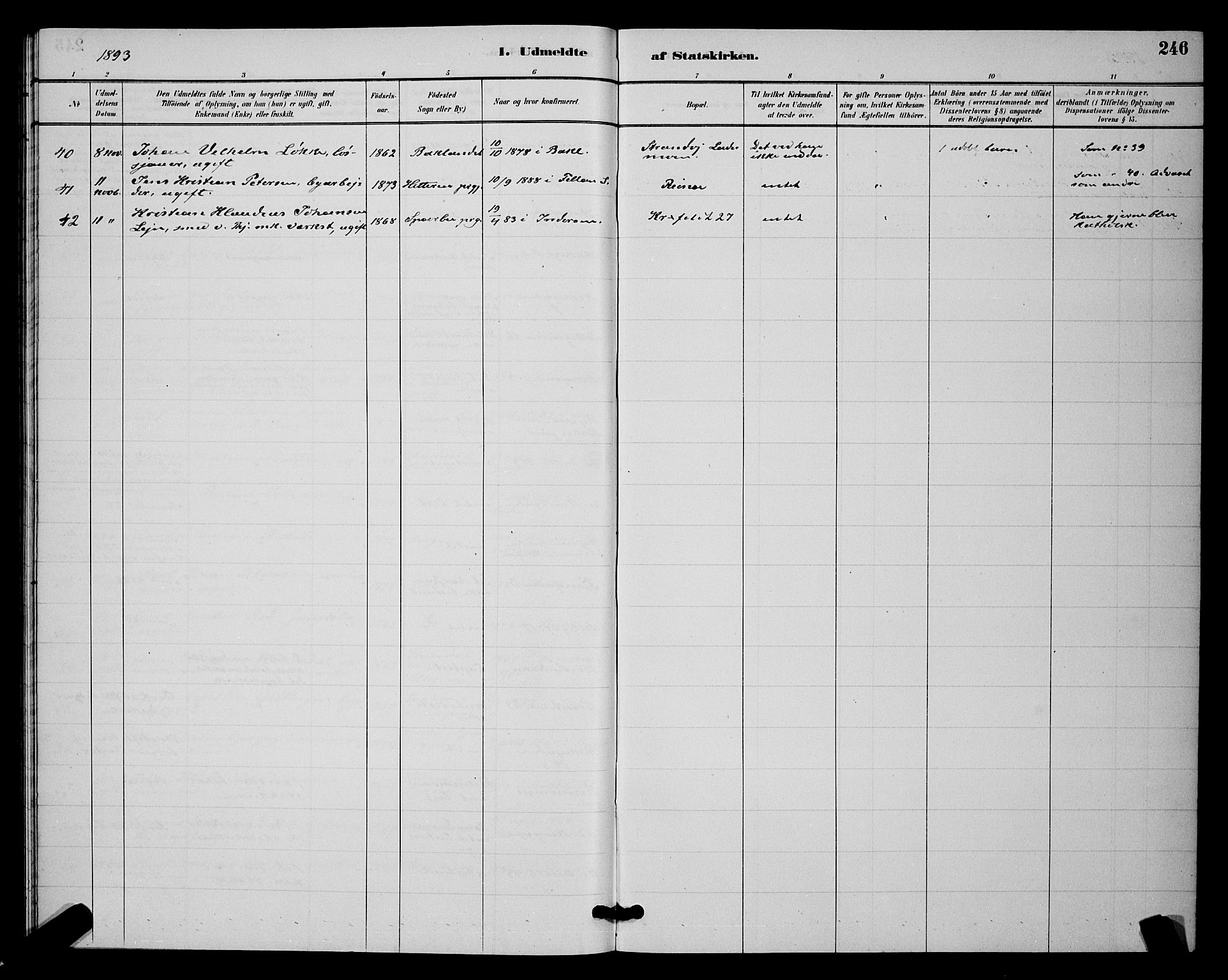 Ministerialprotokoller, klokkerbøker og fødselsregistre - Sør-Trøndelag, SAT/A-1456/604/L0223: Klokkerbok nr. 604C06, 1886-1897, s. 246