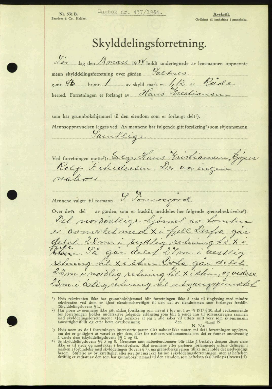 Moss sorenskriveri, SAO/A-10168: Pantebok nr. A12, 1943-1944, Dagboknr: 437/1944