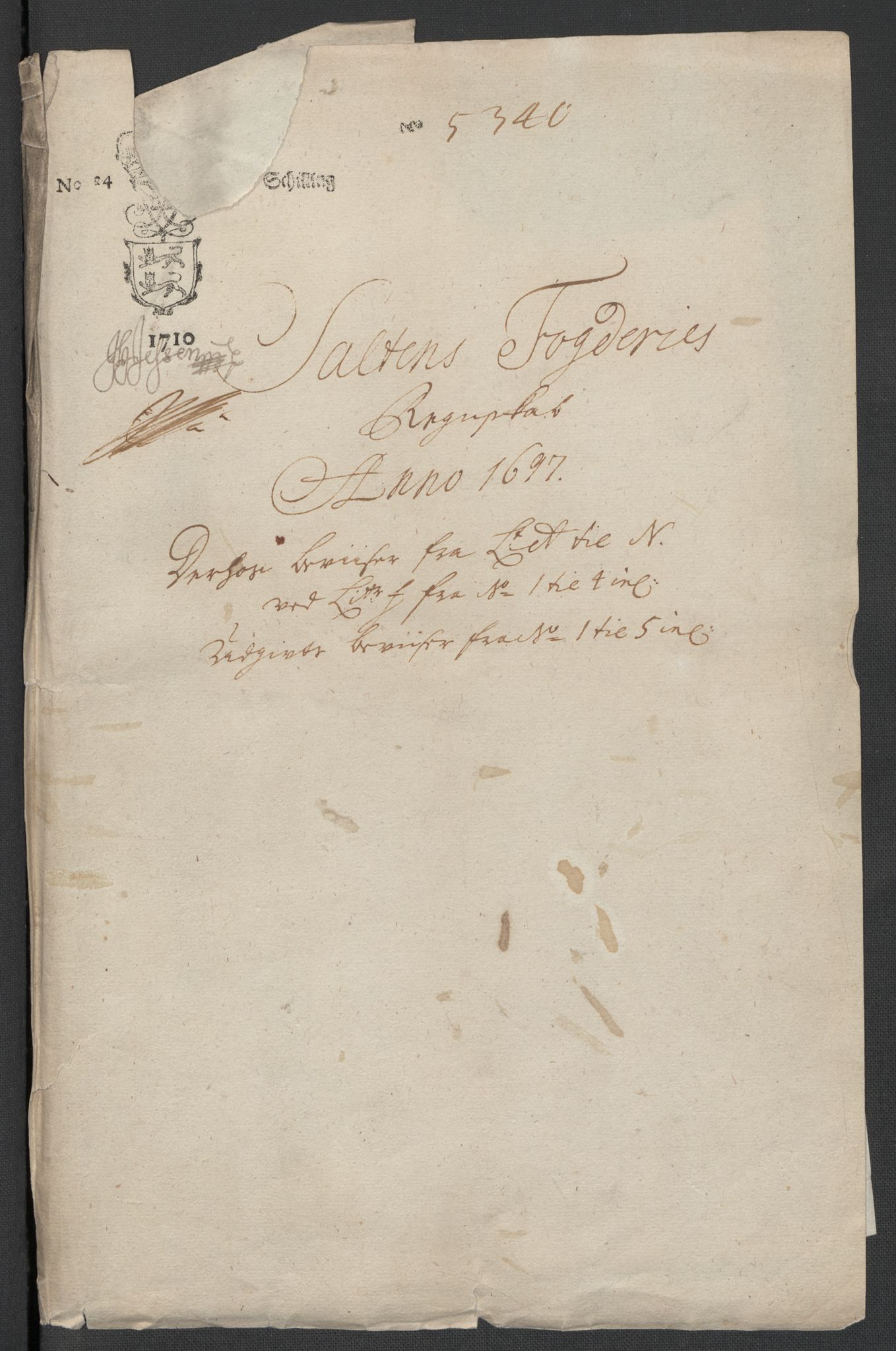 Rentekammeret inntil 1814, Reviderte regnskaper, Fogderegnskap, RA/EA-4092/R66/L4579: Fogderegnskap Salten, 1697-1700, s. 7