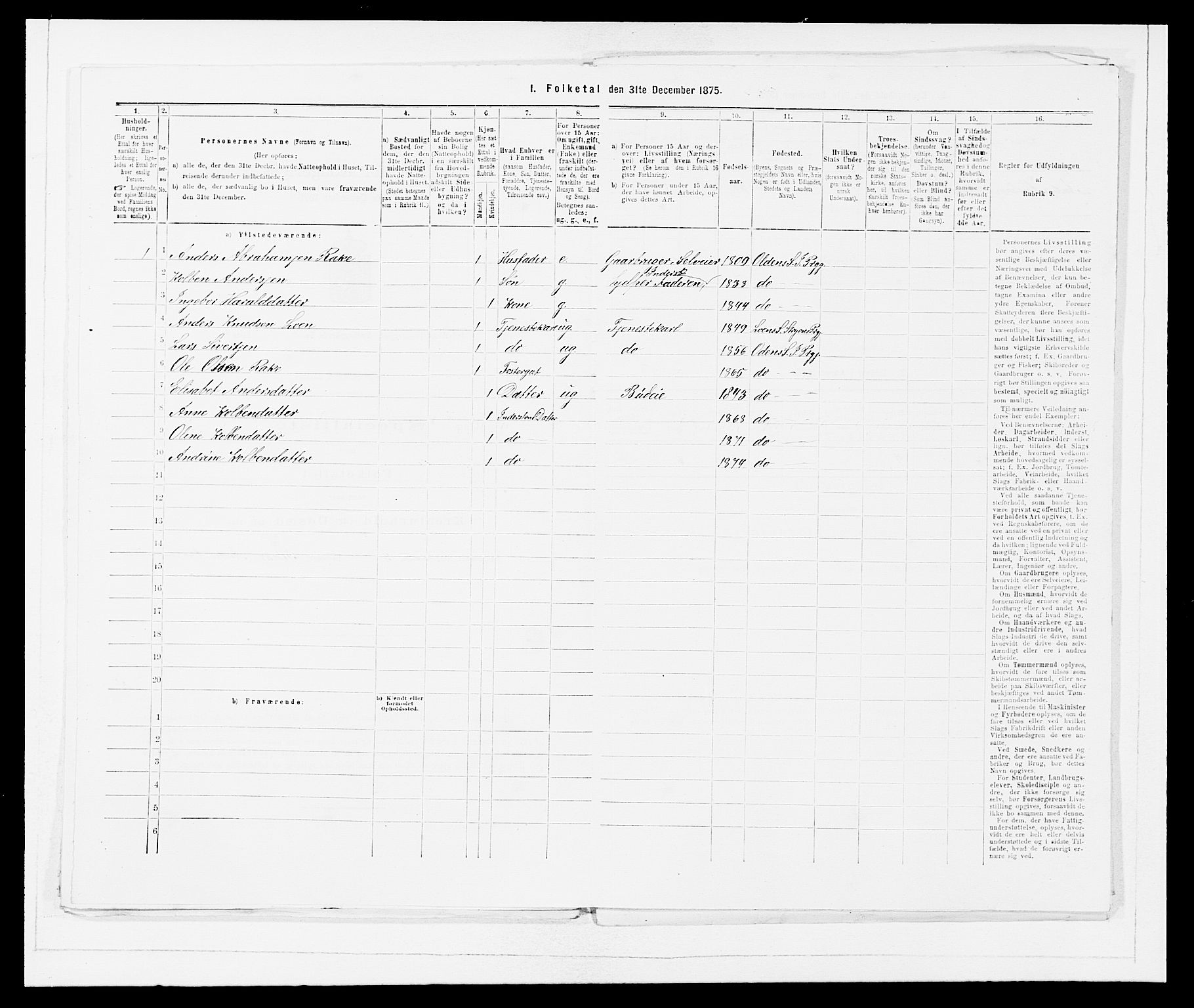 SAB, Folketelling 1875 for 1447P Innvik prestegjeld, 1875, s. 621