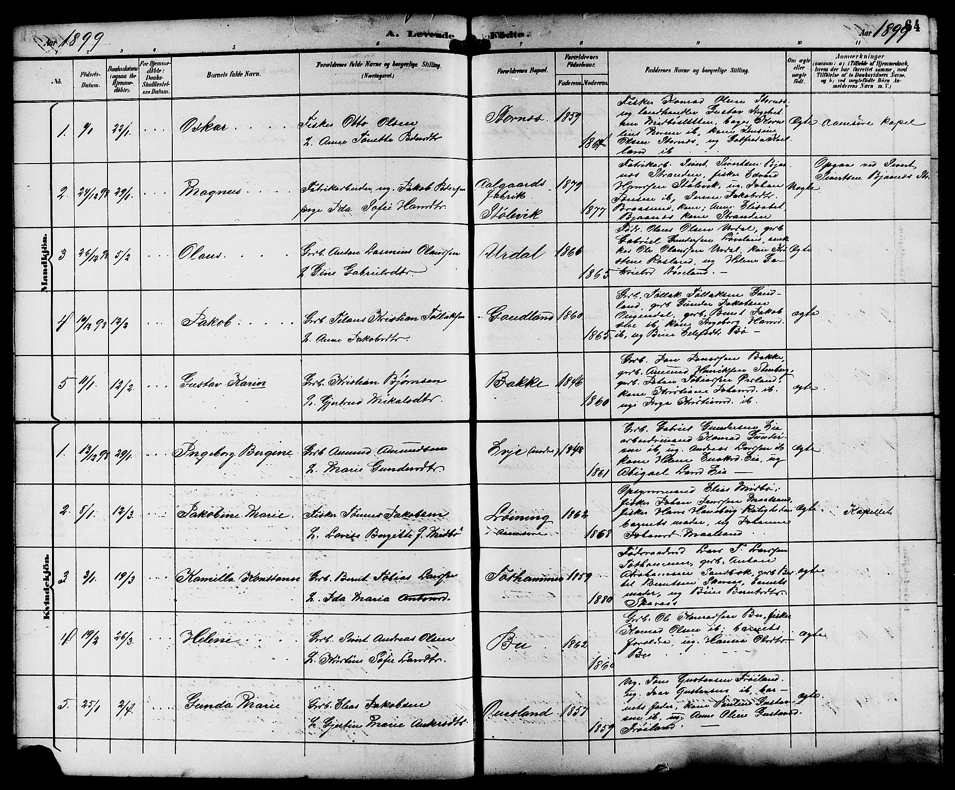 Sokndal sokneprestkontor, AV/SAST-A-101808: Klokkerbok nr. B 6, 1892-1907, s. 64