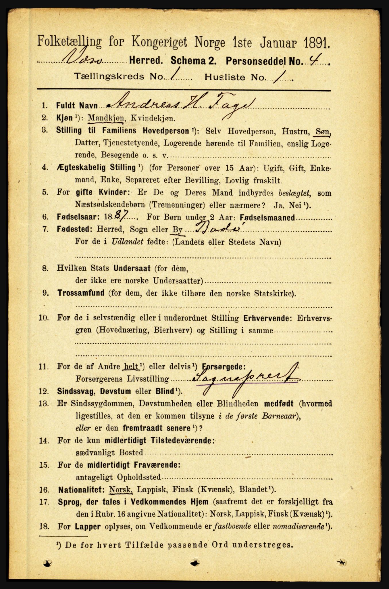 RA, Folketelling 1891 for 1857 Værøy herred, 1891, s. 50