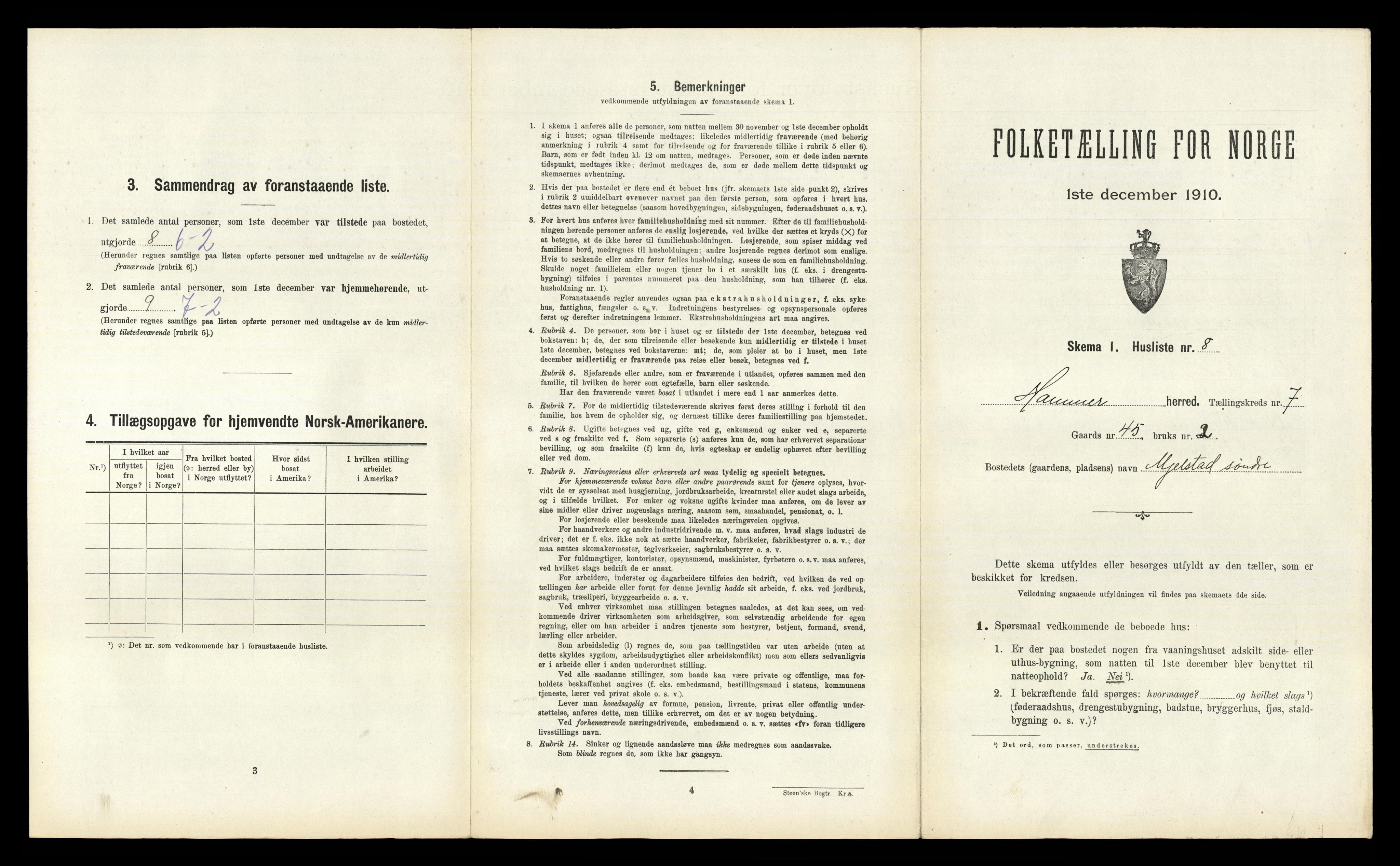RA, Folketelling 1910 for 1254 Hamre herred, 1910, s. 452