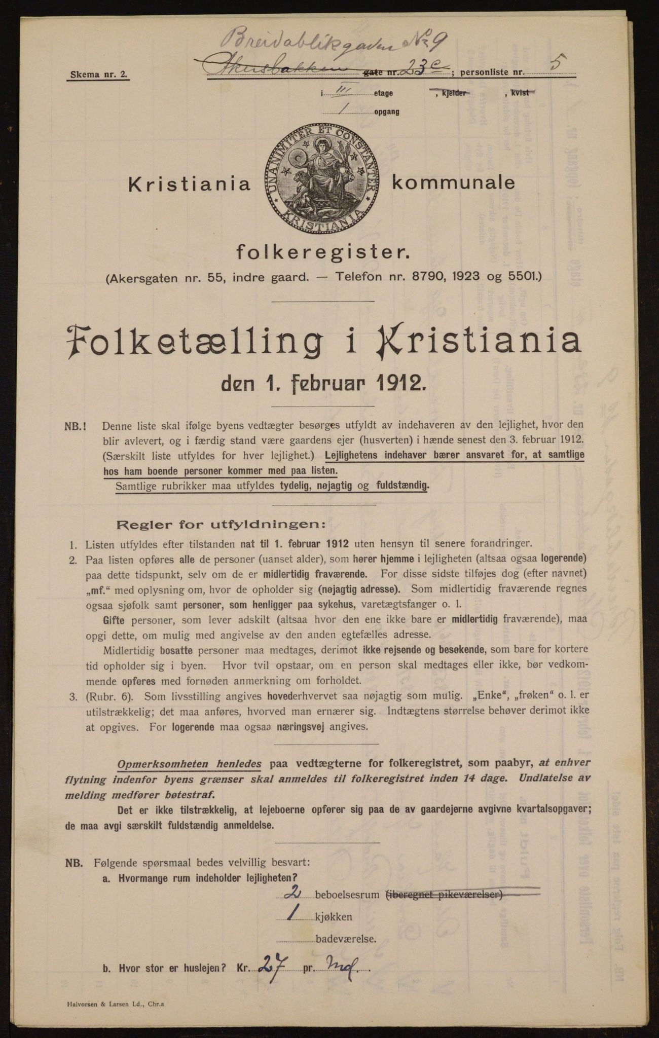 OBA, Kommunal folketelling 1.2.1912 for Kristiania, 1912, s. 7983