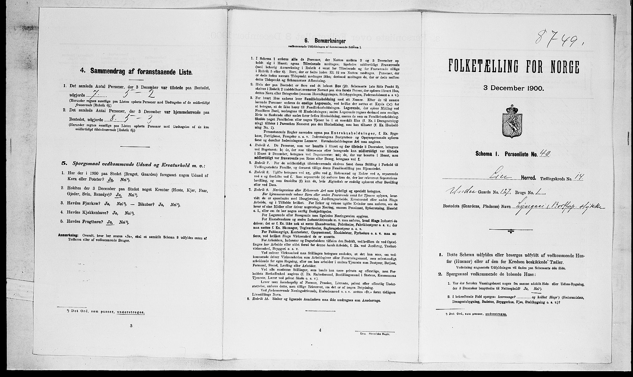 RA, Folketelling 1900 for 0626 Lier herred, 1900, s. 2346