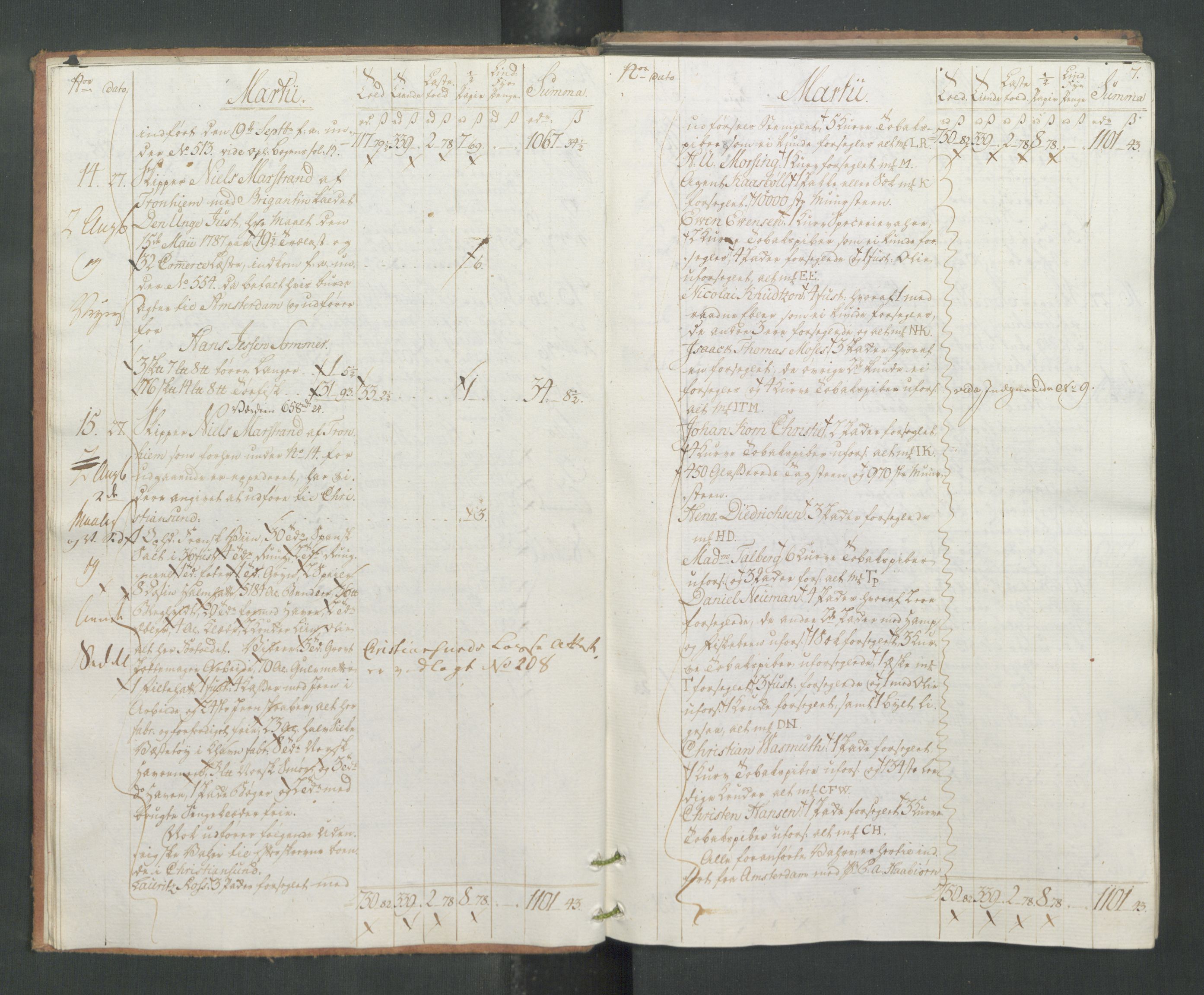 Generaltollkammeret, tollregnskaper, AV/RA-EA-5490/R33/L0187/0001: Tollregnskaper Trondheim A / Utgående tollbok, 1790