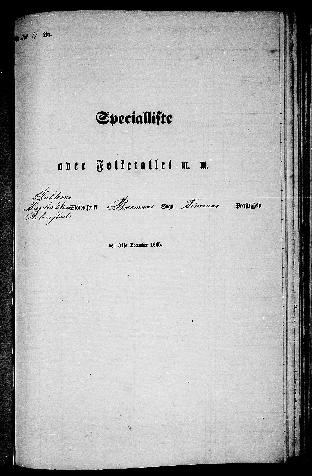 RA, Folketelling 1865 for 1218P Finnås prestegjeld, 1865, s. 149