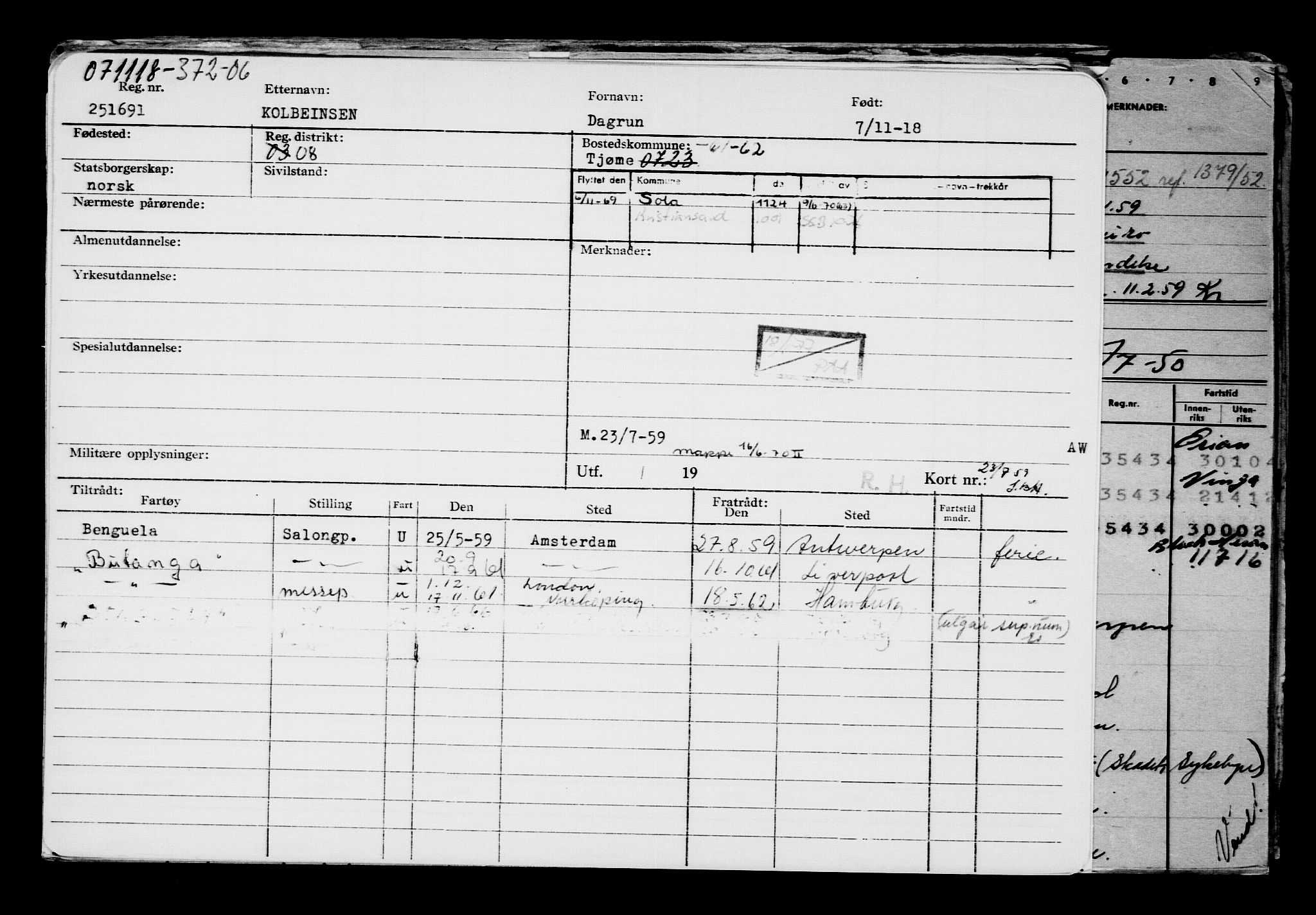 Direktoratet for sjømenn, AV/RA-S-3545/G/Gb/L0163: Hovedkort, 1918, s. 765