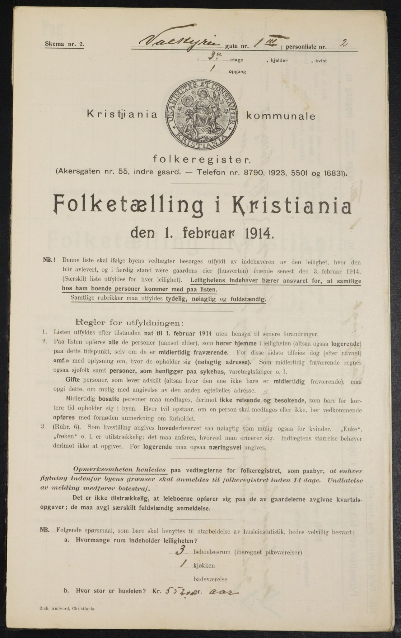 OBA, Kommunal folketelling 1.2.1914 for Kristiania, 1914, s. 122676