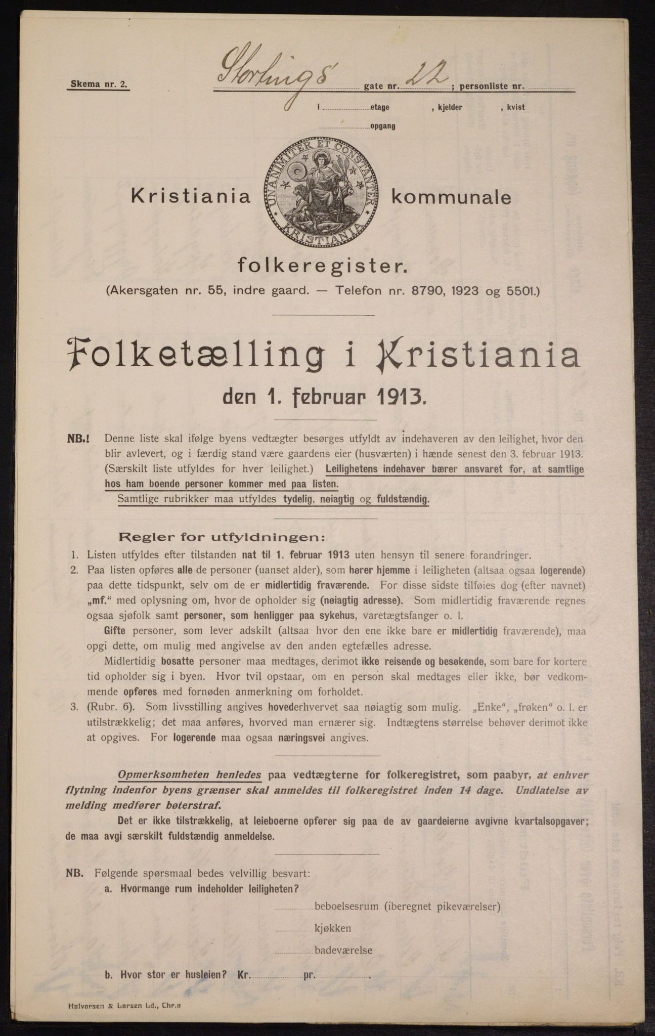 OBA, Kommunal folketelling 1.2.1913 for Kristiania, 1913, s. 103667