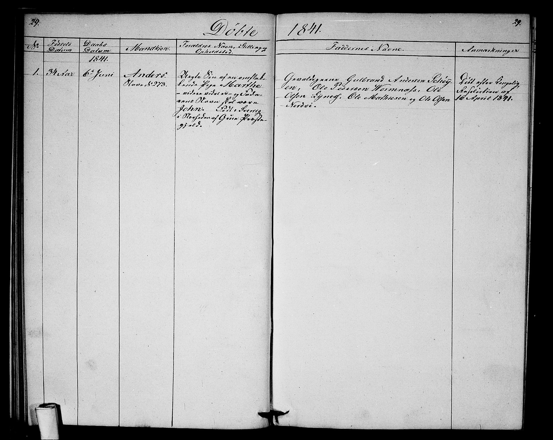 Akershus festnings slaveri Kirkebøker, SAO/A-10841/F/Fa/L0001: Ministerialbok nr. 1, 1839-1847, s. 29