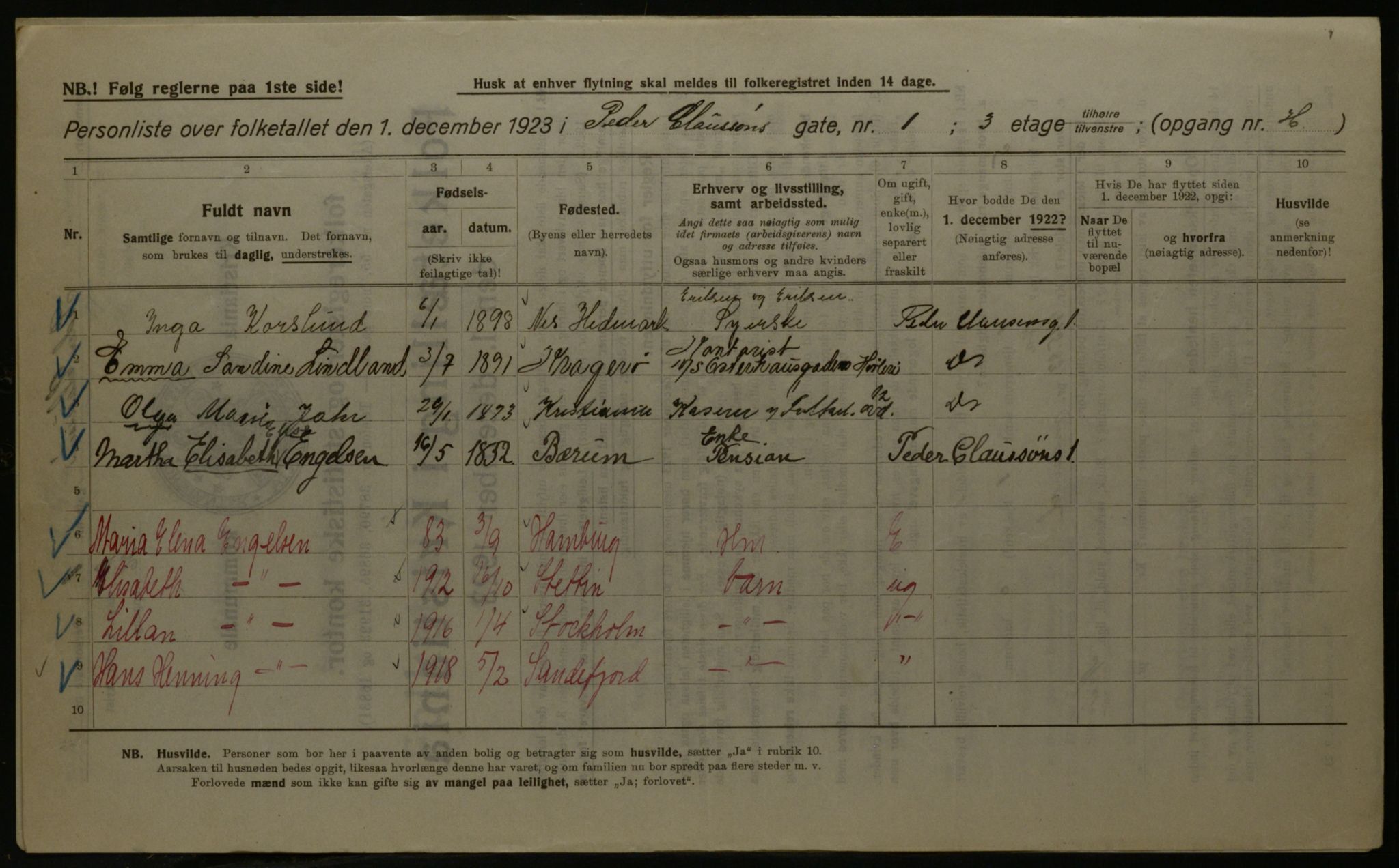 OBA, Kommunal folketelling 1.12.1923 for Kristiania, 1923, s. 86811