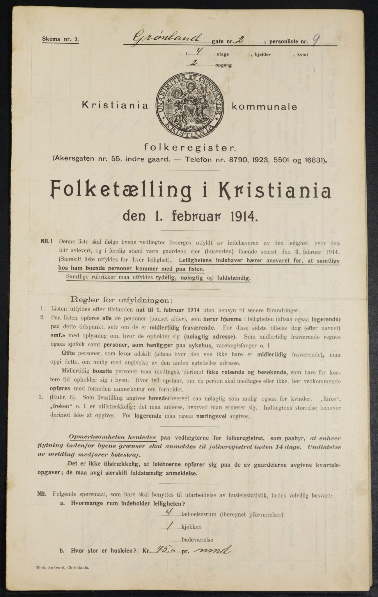 OBA, Kommunal folketelling 1.2.1914 for Kristiania, 1914, s. 31254