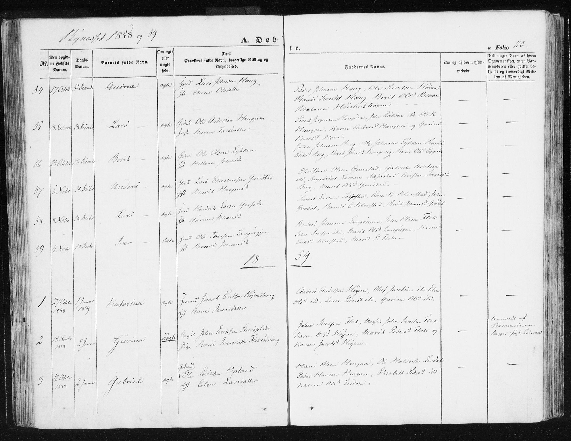 Ministerialprotokoller, klokkerbøker og fødselsregistre - Sør-Trøndelag, AV/SAT-A-1456/612/L0376: Ministerialbok nr. 612A08, 1846-1859, s. 110