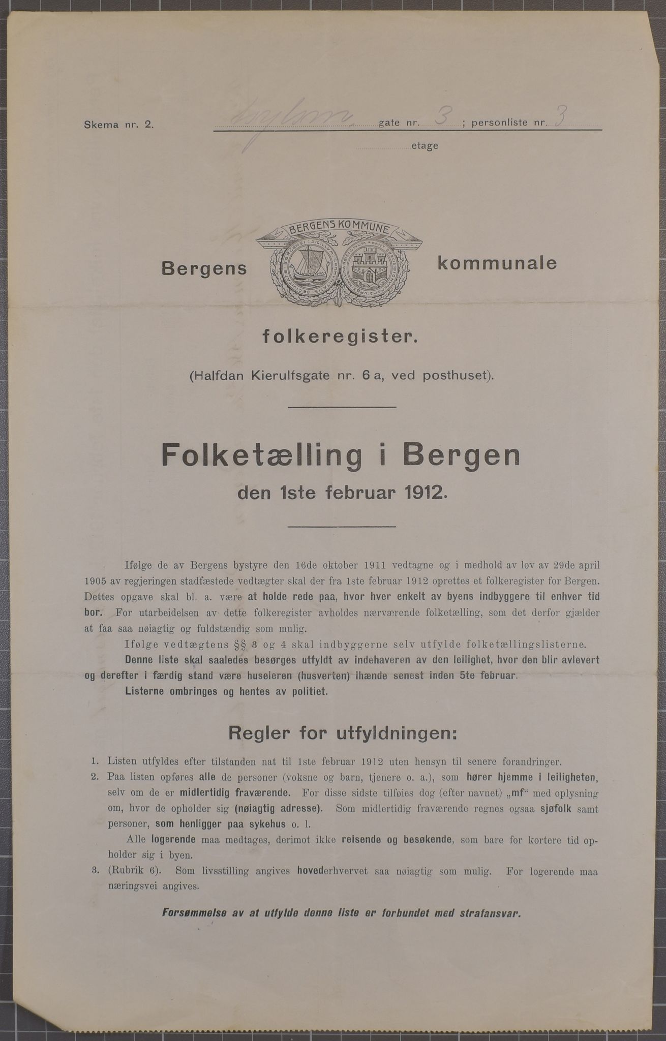 SAB, Kommunal folketelling 1912 for Bergen kjøpstad, 1912, s. 1721