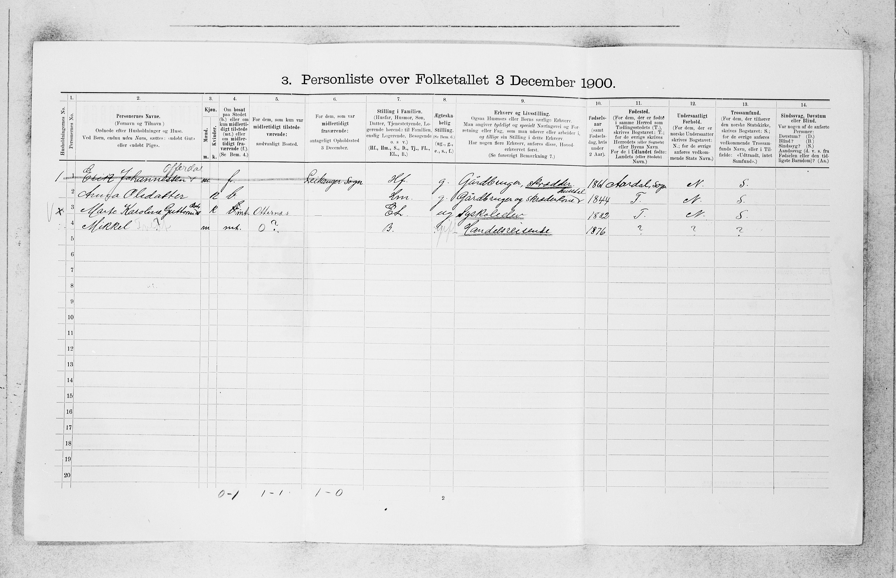 SAB, Folketelling 1900 for 1421 Aurland herred, 1900, s. 148