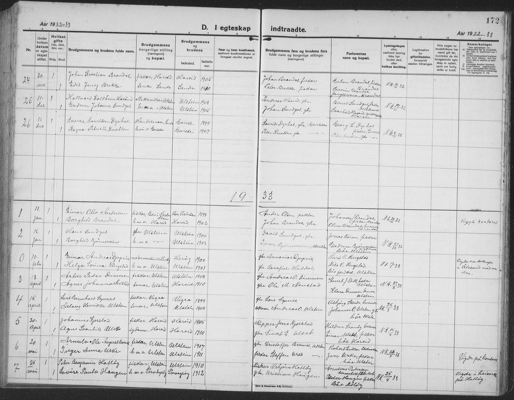 Ministerialprotokoller, klokkerbøker og fødselsregistre - Møre og Romsdal, AV/SAT-A-1454/509/L0113: Klokkerbok nr. 509C03, 1923-1939, s. 172