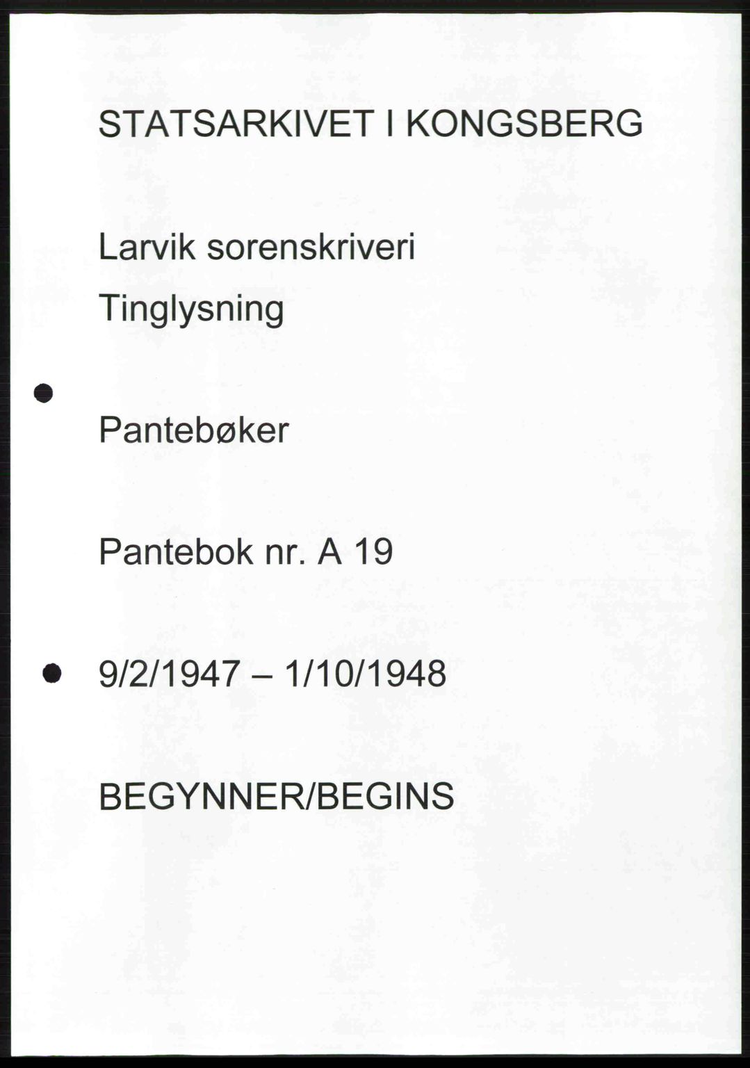 Larvik sorenskriveri, SAKO/A-83/G/Ga/Gab/L0085: Pantebok nr. A-19, 1947-1948