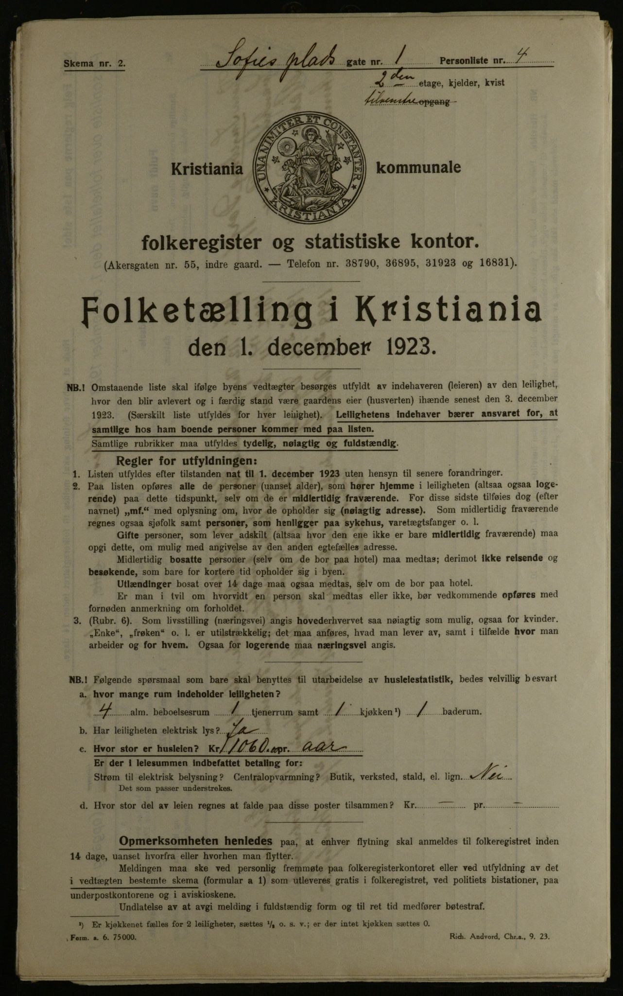 OBA, Kommunal folketelling 1.12.1923 for Kristiania, 1923, s. 109470