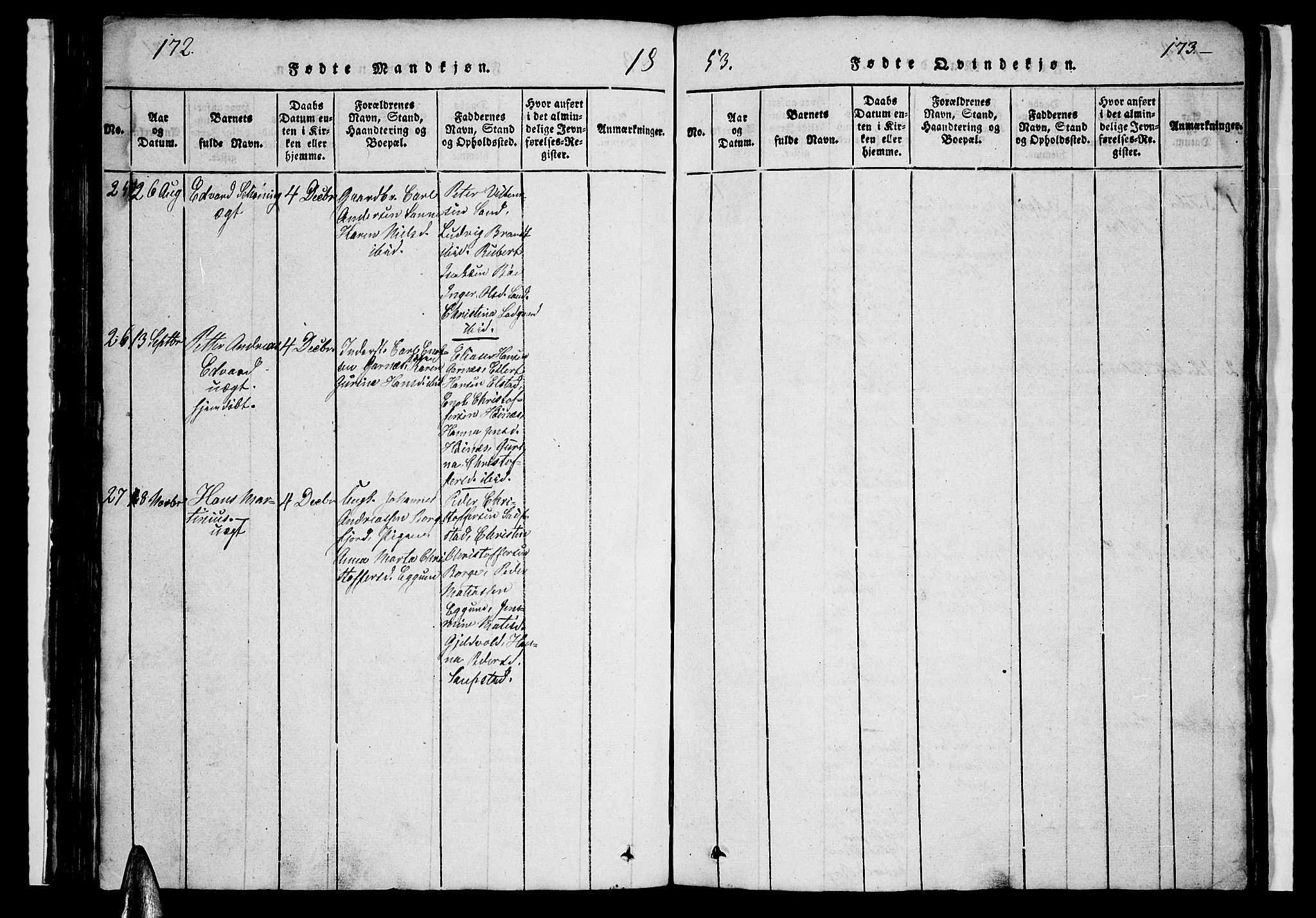 Ministerialprotokoller, klokkerbøker og fødselsregistre - Nordland, AV/SAT-A-1459/880/L1139: Klokkerbok nr. 880C01, 1836-1857, s. 172-173