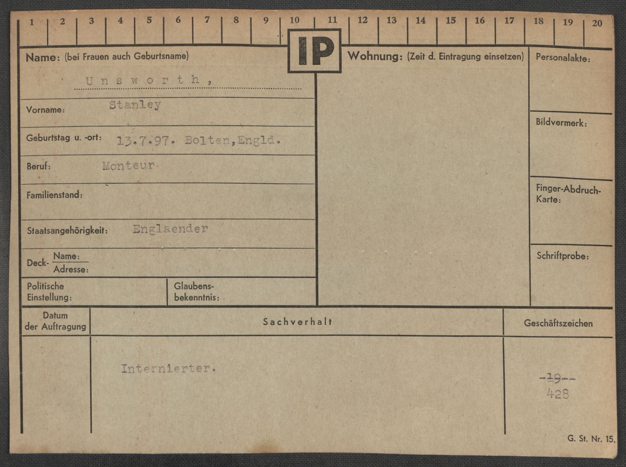 Befehlshaber der Sicherheitspolizei und des SD, AV/RA-RAFA-5969/E/Ea/Eaa/L0010: Register over norske fanger i Møllergata 19: Sø-Å, 1940-1945, s. 656