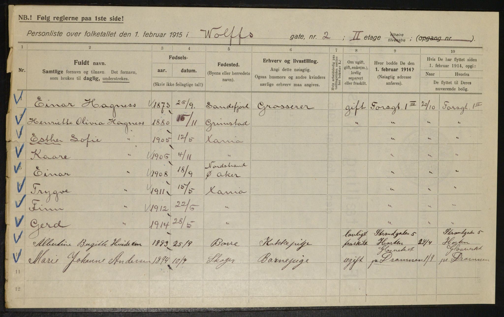 OBA, Kommunal folketelling 1.2.1915 for Kristiania, 1915, s. 129085