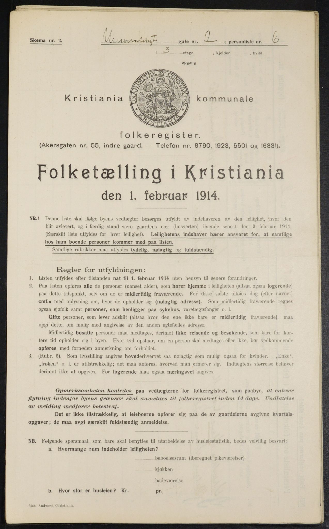 OBA, Kommunal folketelling 1.2.1914 for Kristiania, 1914, s. 120973