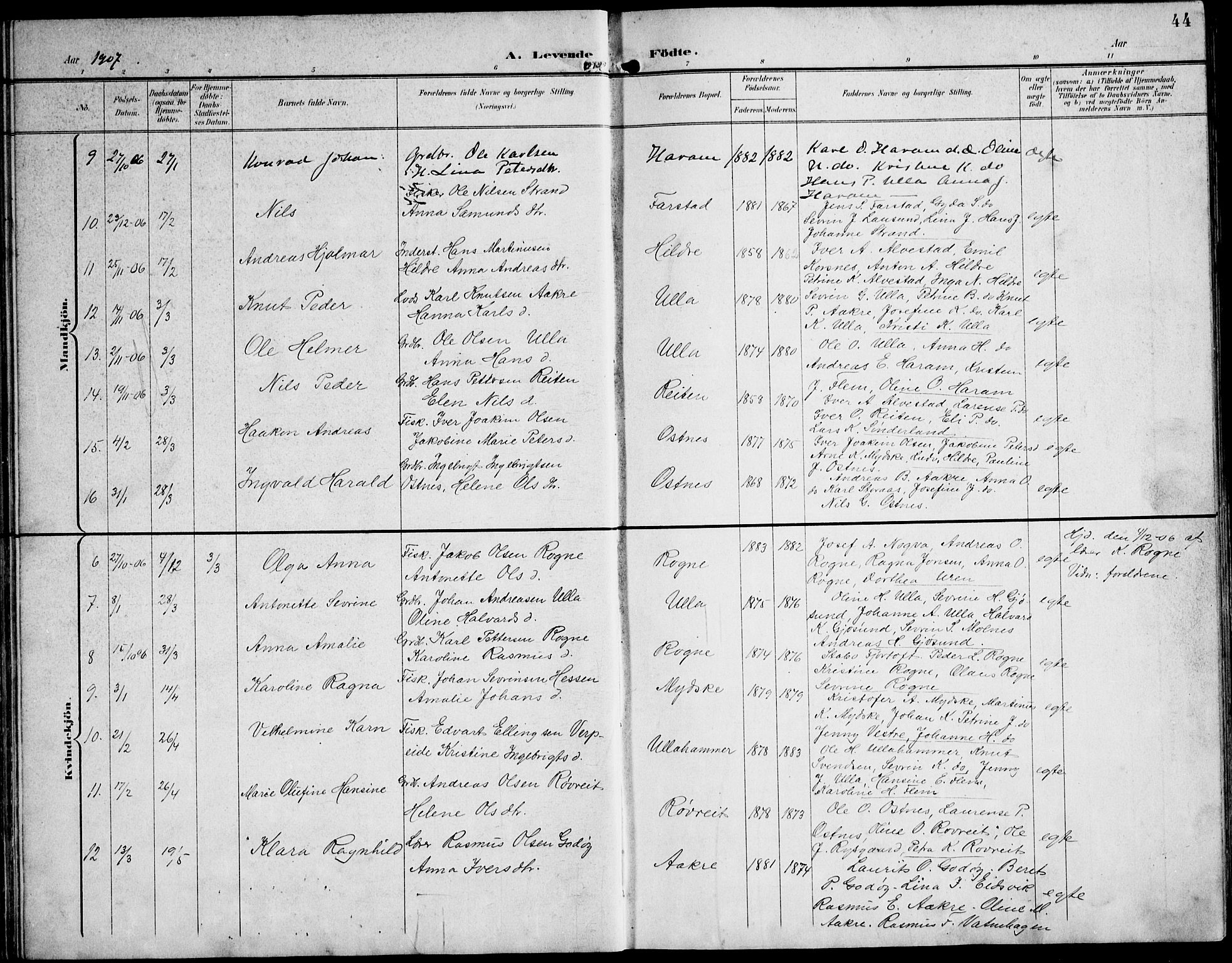 Ministerialprotokoller, klokkerbøker og fødselsregistre - Møre og Romsdal, AV/SAT-A-1454/536/L0511: Klokkerbok nr. 536C06, 1899-1944, s. 44