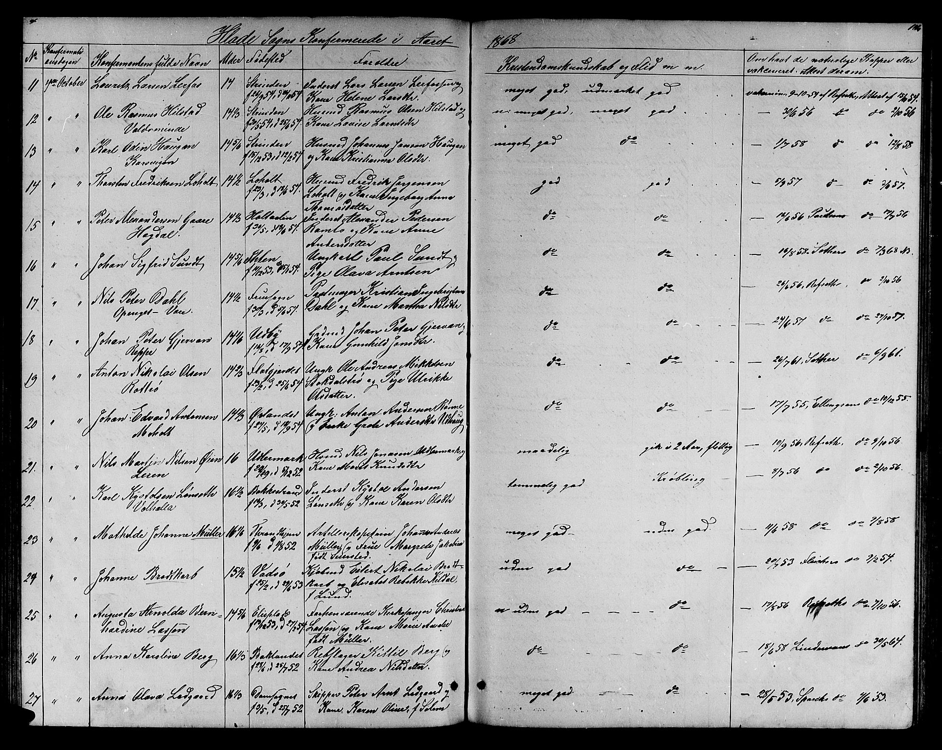 Ministerialprotokoller, klokkerbøker og fødselsregistre - Sør-Trøndelag, SAT/A-1456/606/L0311: Klokkerbok nr. 606C07, 1860-1877, s. 184