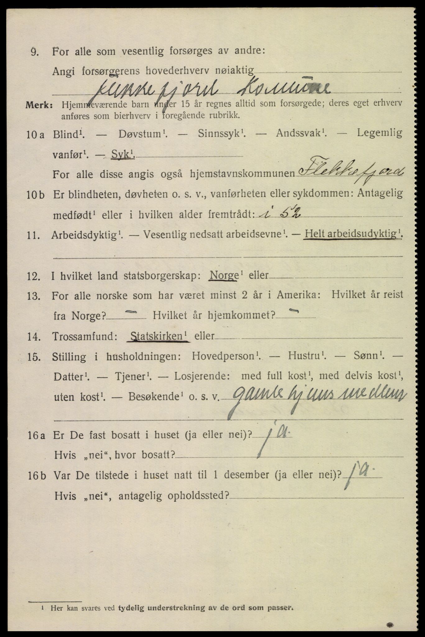 SAK, Folketelling 1920 for 1004 Flekkefjord kjøpstad, 1920, s. 2031